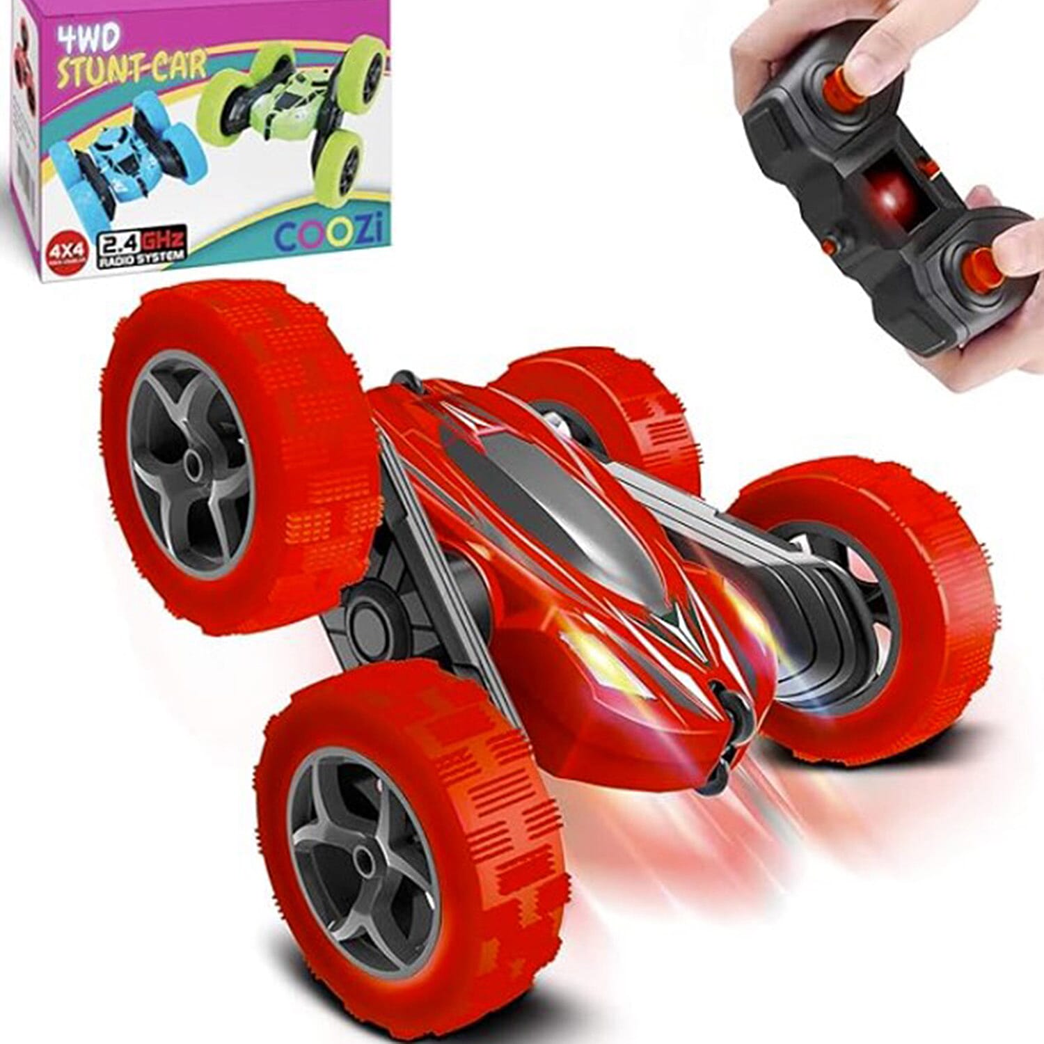 4WD High Speed Rechargeable Remote Control Stunt Car Toy with Remote Red 7688829 TJC