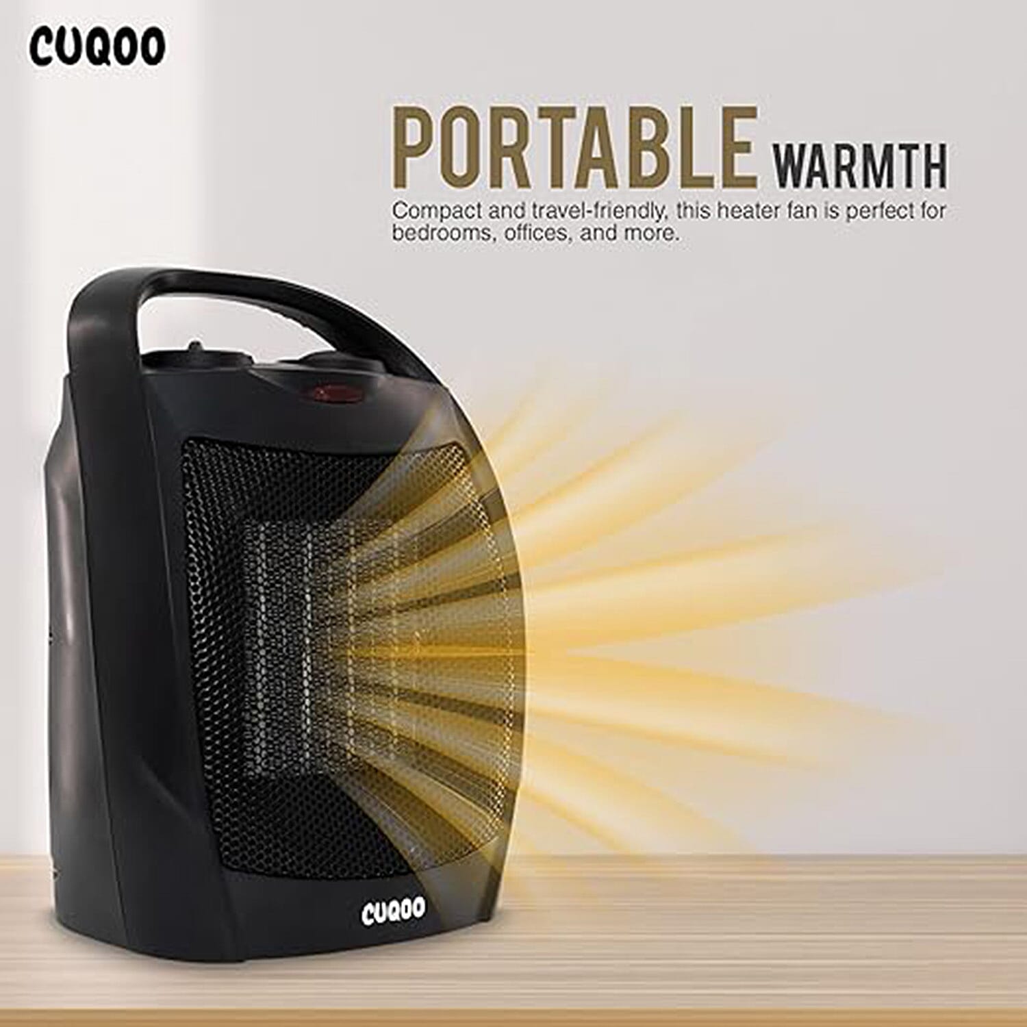 Close Out Deal - Lightweight & Energy Efficient Ceramic Heater (2KW) with 3 Power Settings, Adjustable Thermostat & Overheating Protection Technology - Black