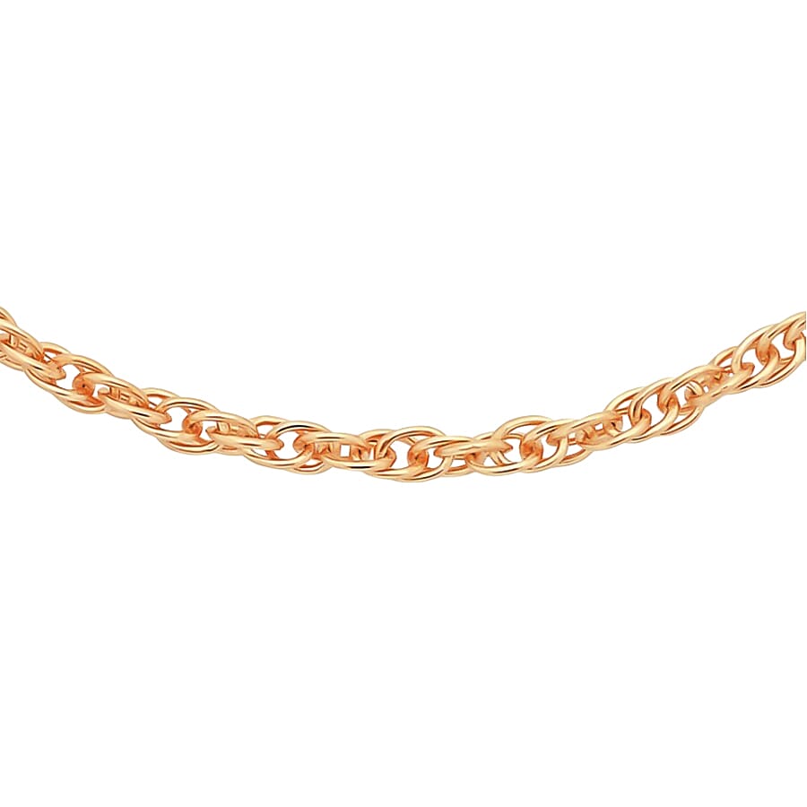9K Rose Gold Prince of Wales Chain with Spring Ring Clasp (Size - 20)