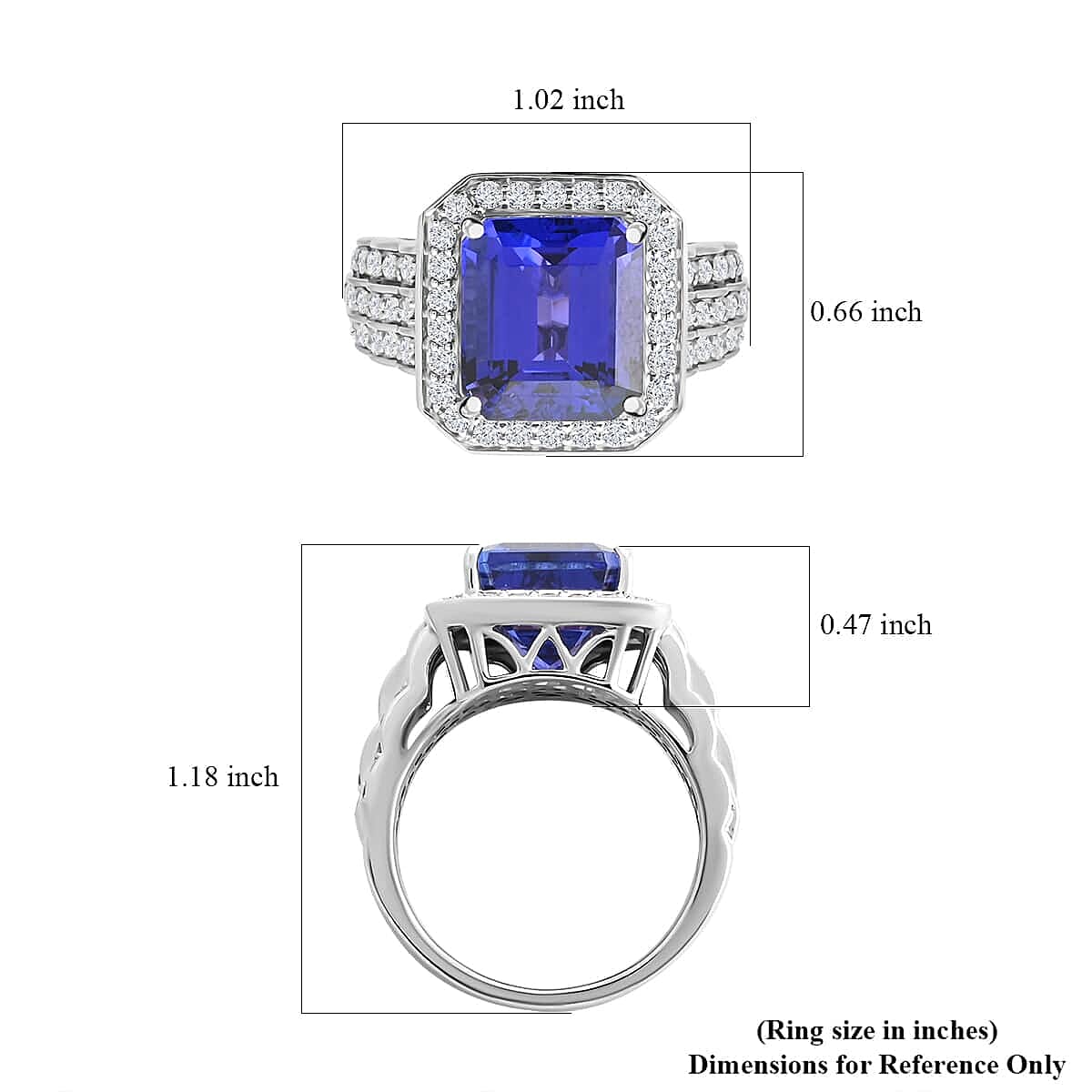 Rhapsody 950 Platinum AAAA Tanzanite and E-F VS Diamond Ring, 8.75 ct.
