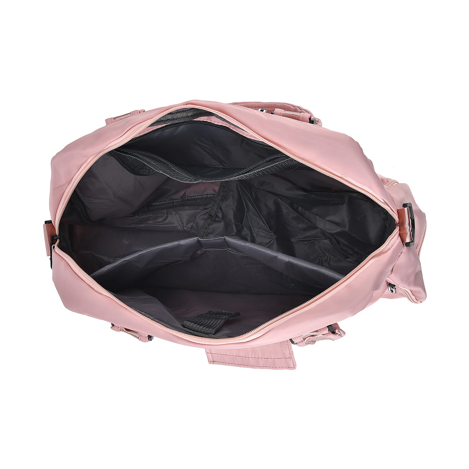  Water Repellent Pleated Travel Bag with Removable Shoulder Strap - Pink