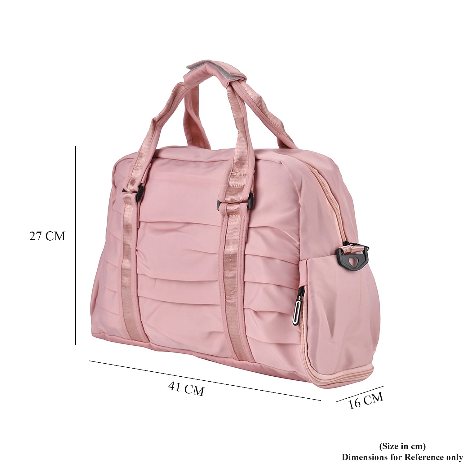  Water Repellent Pleated Travel Bag with Removable Shoulder Strap - Pink