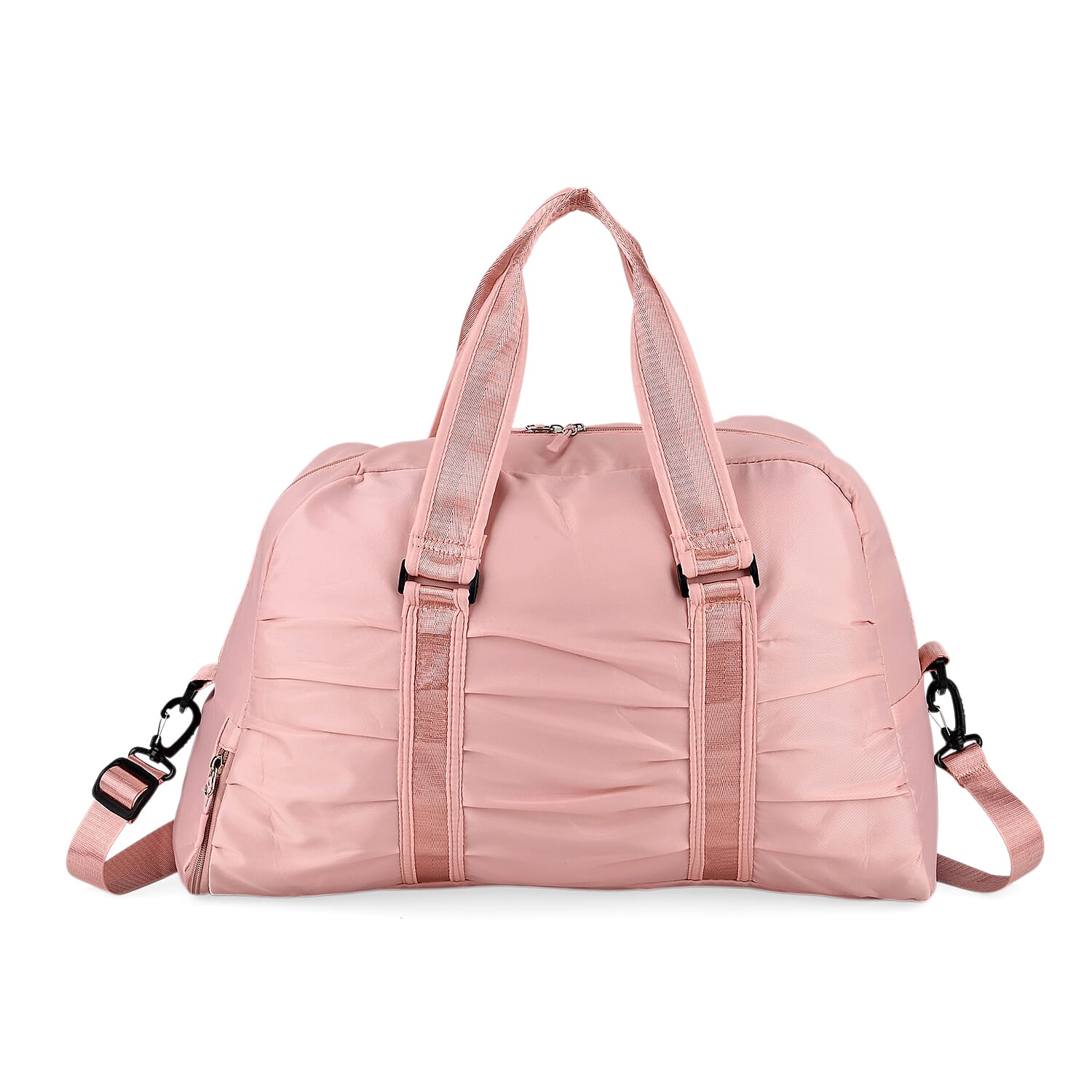 Water Repellent Pleated Travel Dufflle Bag - Light Pink