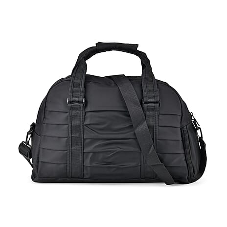 Water Repellent Pleated Trave Dufflle l Bag - Black