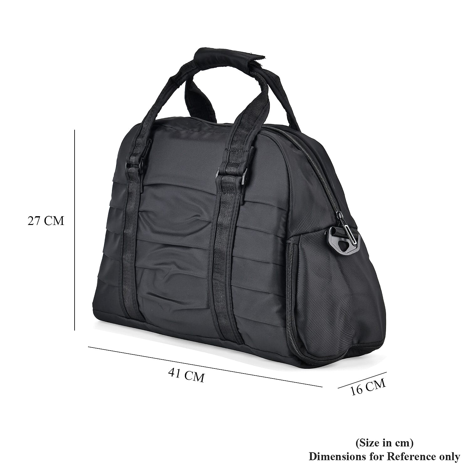 Water Repellent Pleated Trave Dufflle l Bag - Black