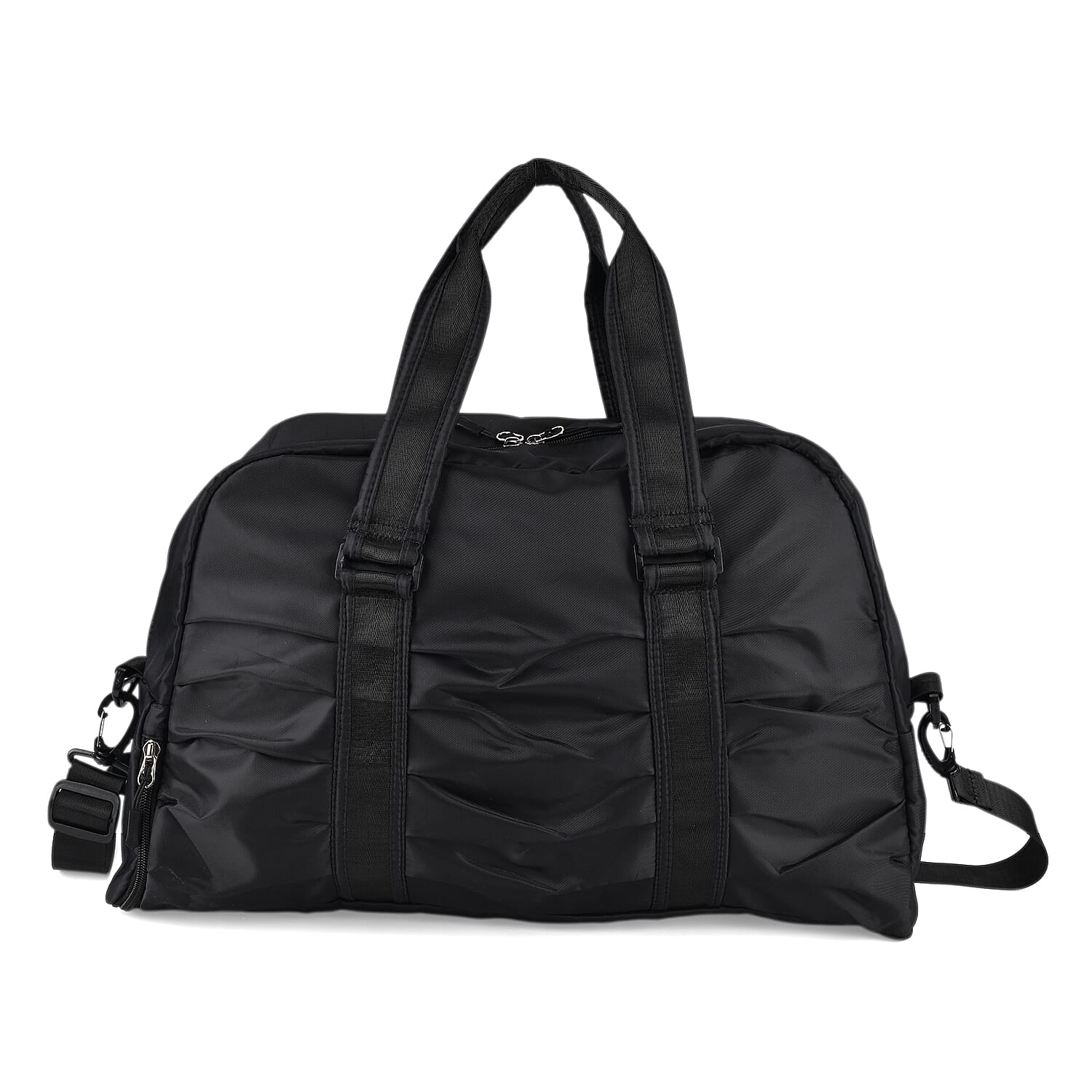 Water Repellent Pleated Trave Dufflle l Bag - Black