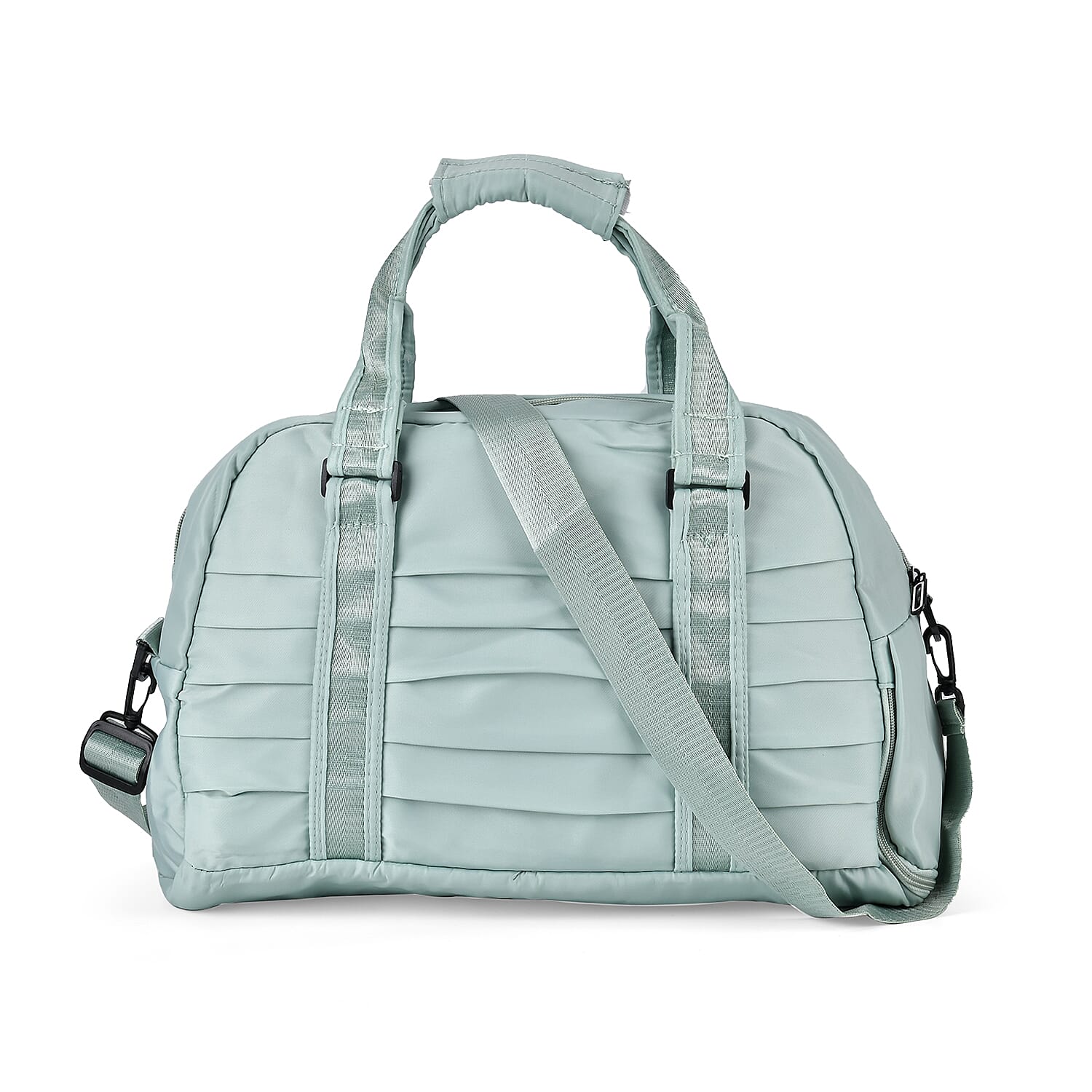 Water Repellent Pleated Travel Bag with Removable Shoulder Strap - Mint