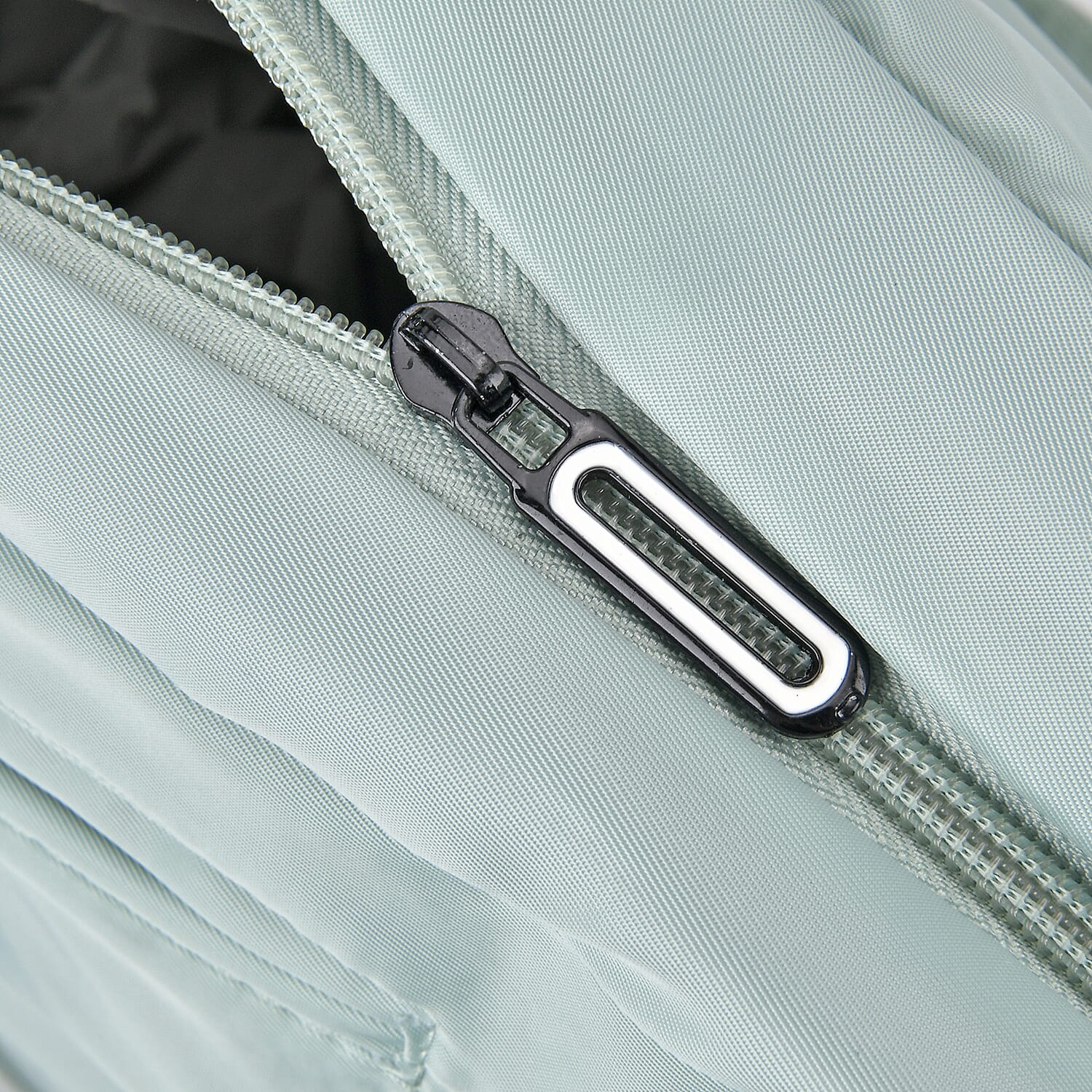 Water Repellent Pleated Travel Bag with Removable Shoulder Strap - Mint
