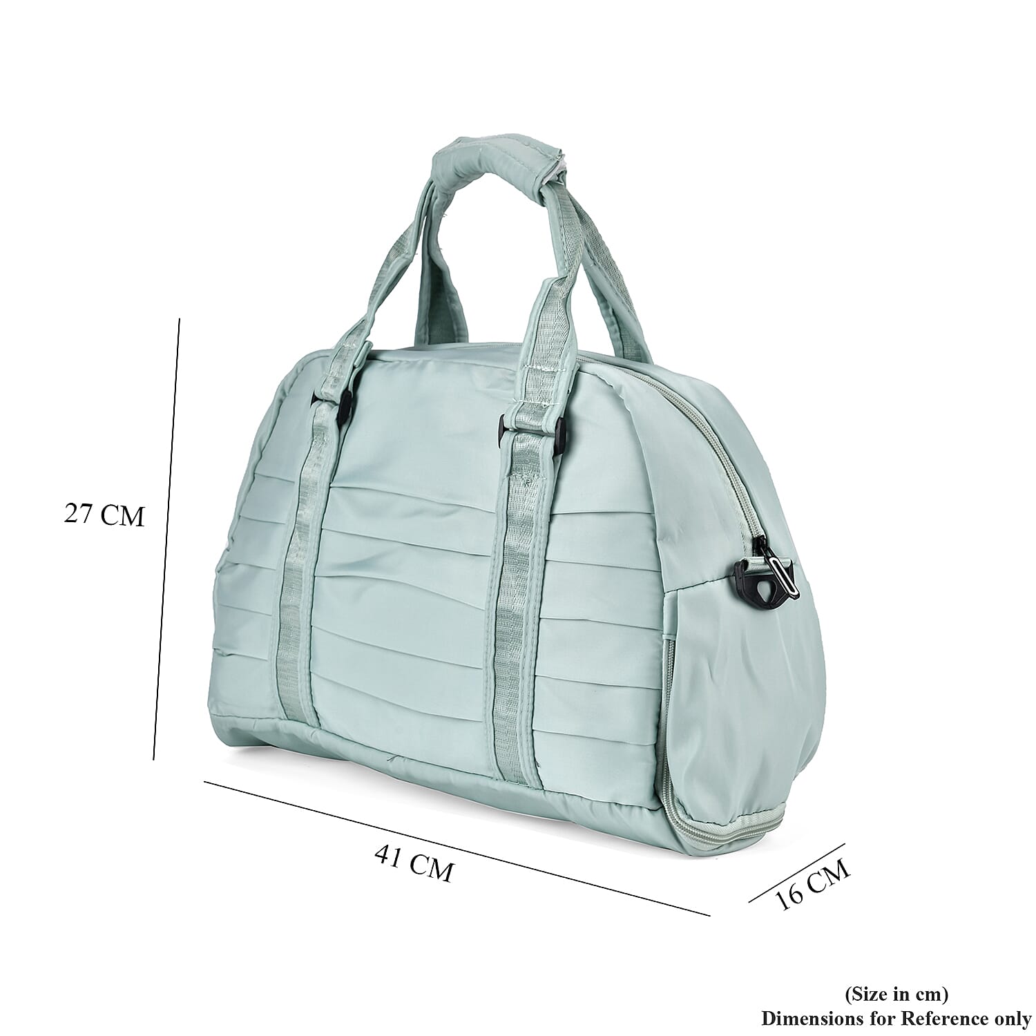 Water Repellent Pleated Travel Bag with Removable Shoulder Strap - Mint