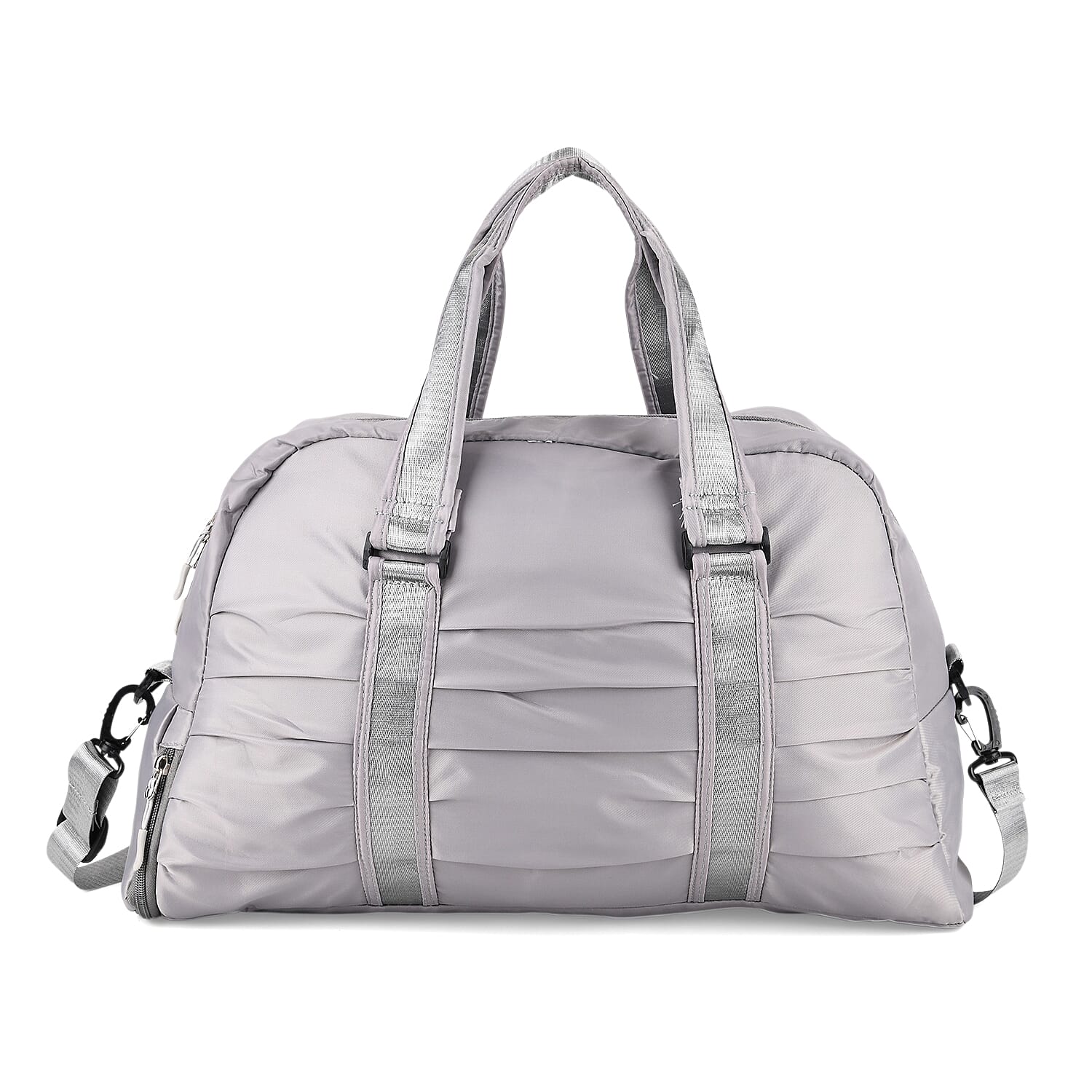 Water Repellent Pleated Travel Dufflle Bag - Grey