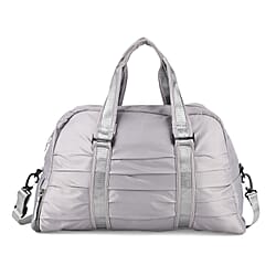 Water Repellent Pleated Travel Dufflle Bag - Grey
