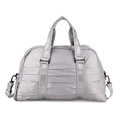 Water Repellent Pleated Travel Duffle Bag - Grey