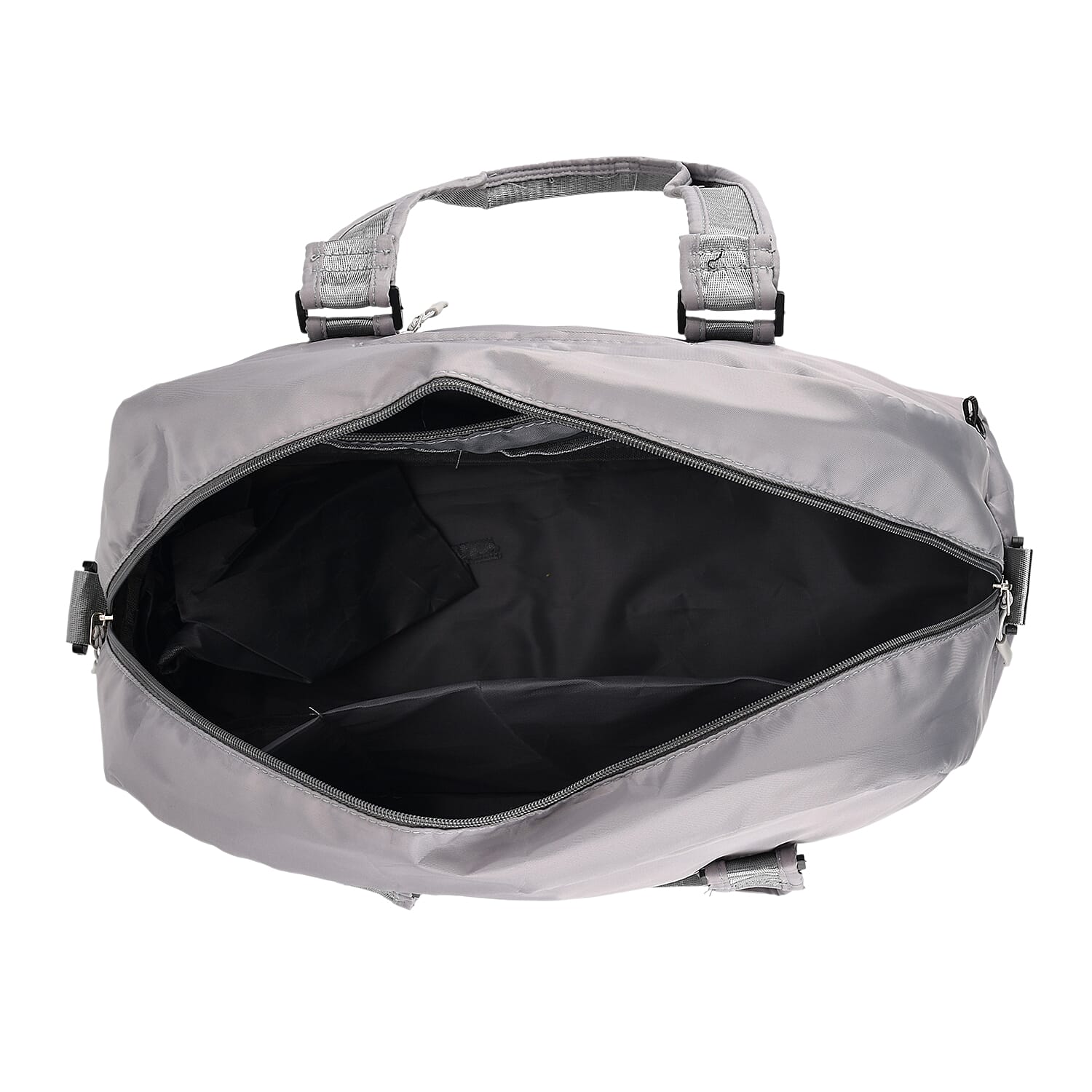 Water Repellent Pleated Travel Dufflle Bag - Grey