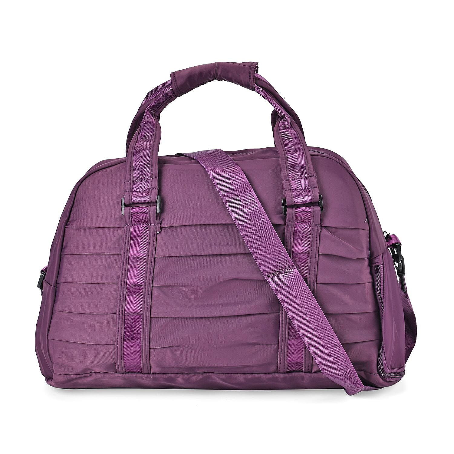 Water Repellent Pleated Travel Bag with Removable Shoulder Strap - Lilac