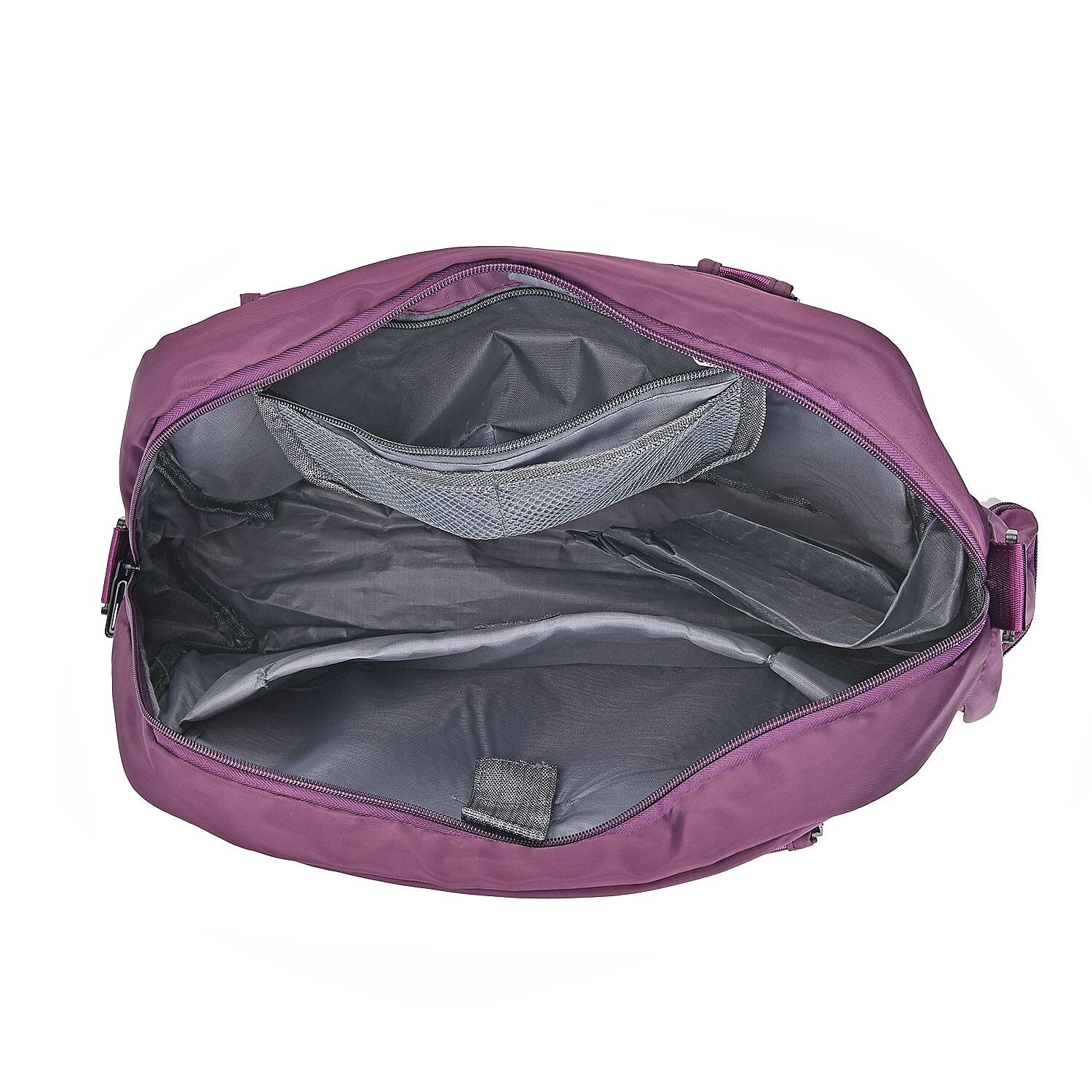 Water Repellent Pleated Travel Bag with Removable Shoulder Strap - Lilac