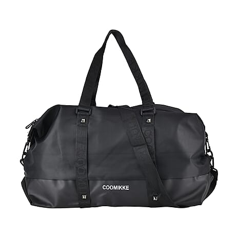 Duffle Bag- 3 slip pockets and 1 zip pocket - Water Repellent Multipurpose - Black