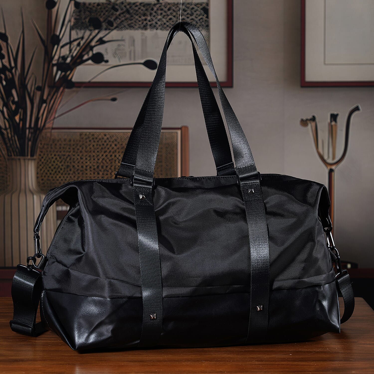 Water Repellent Multipurpose Travel Duffle Bag - Black