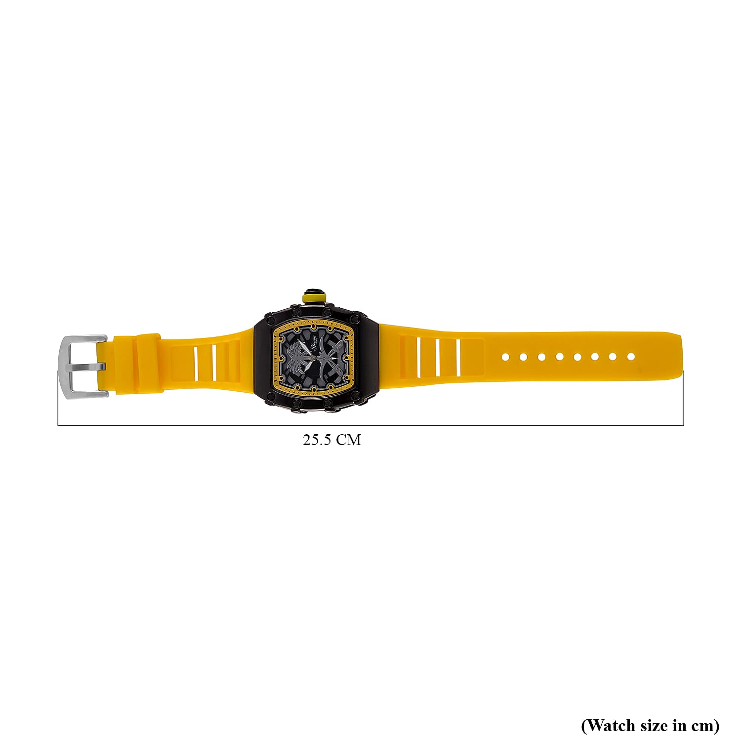 GENOA Japan Movt. 3ATM WR Black Dial Watch with Yellow Colour Strap