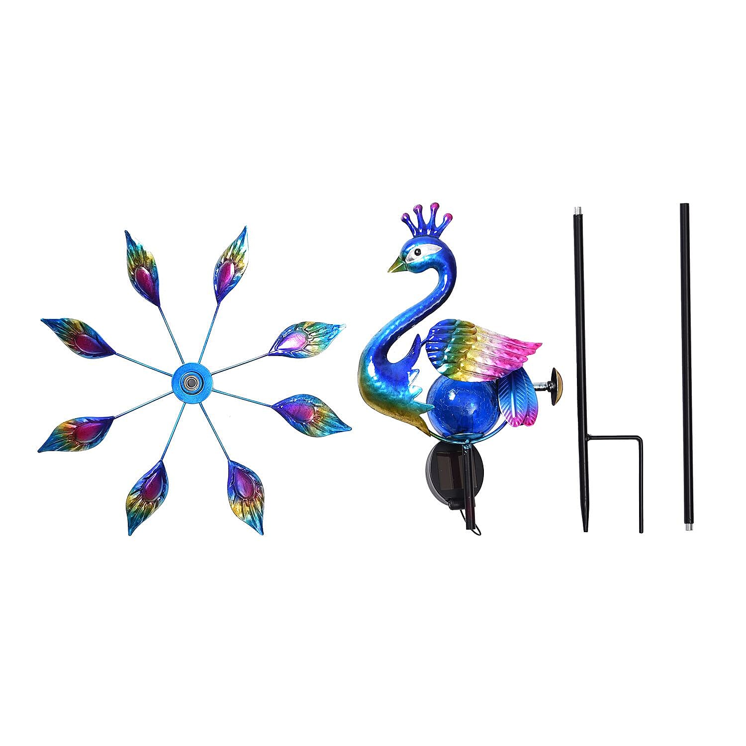 Peacock Wind Spinner with Solar Panel and LED