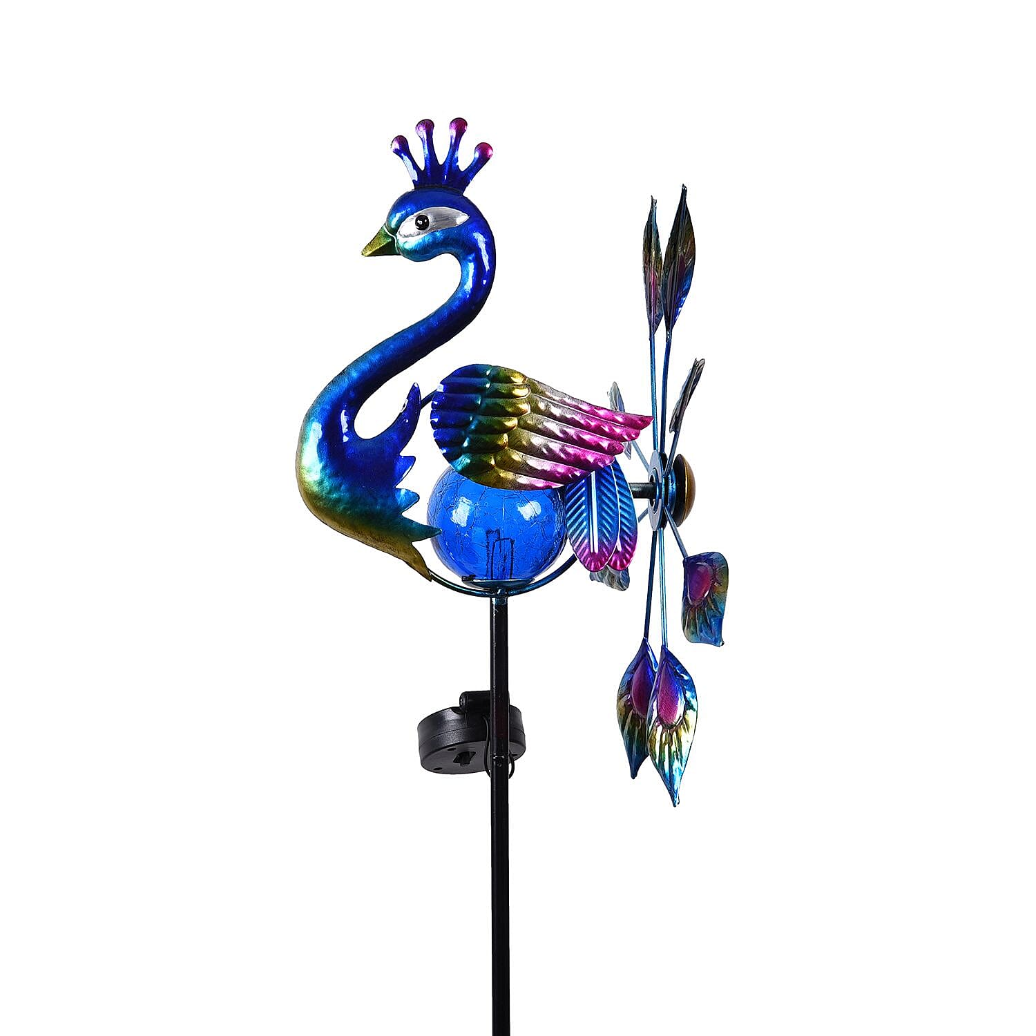 Peacock Wind Spinner with Solar Panel and LED