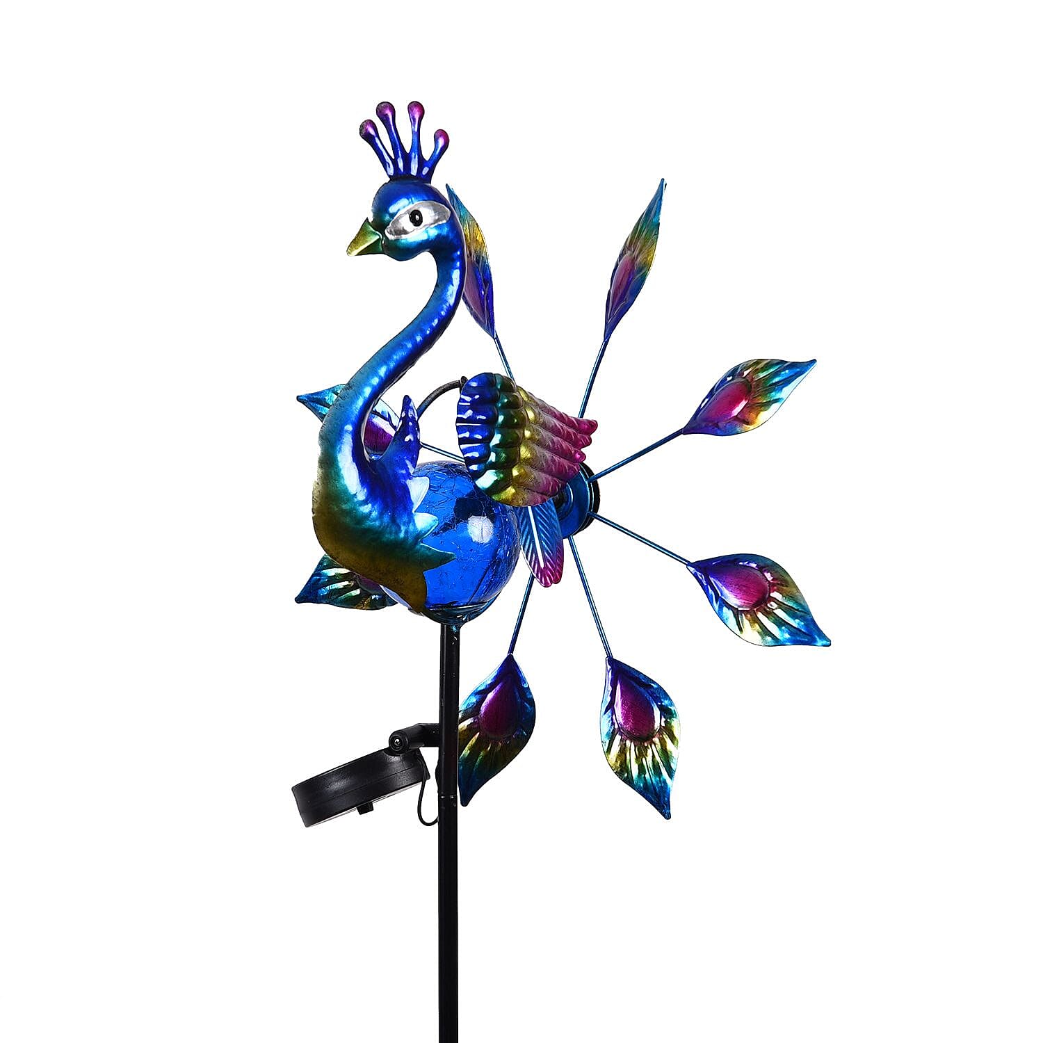 Peacock Wind Spinner with Solar Panel and LED