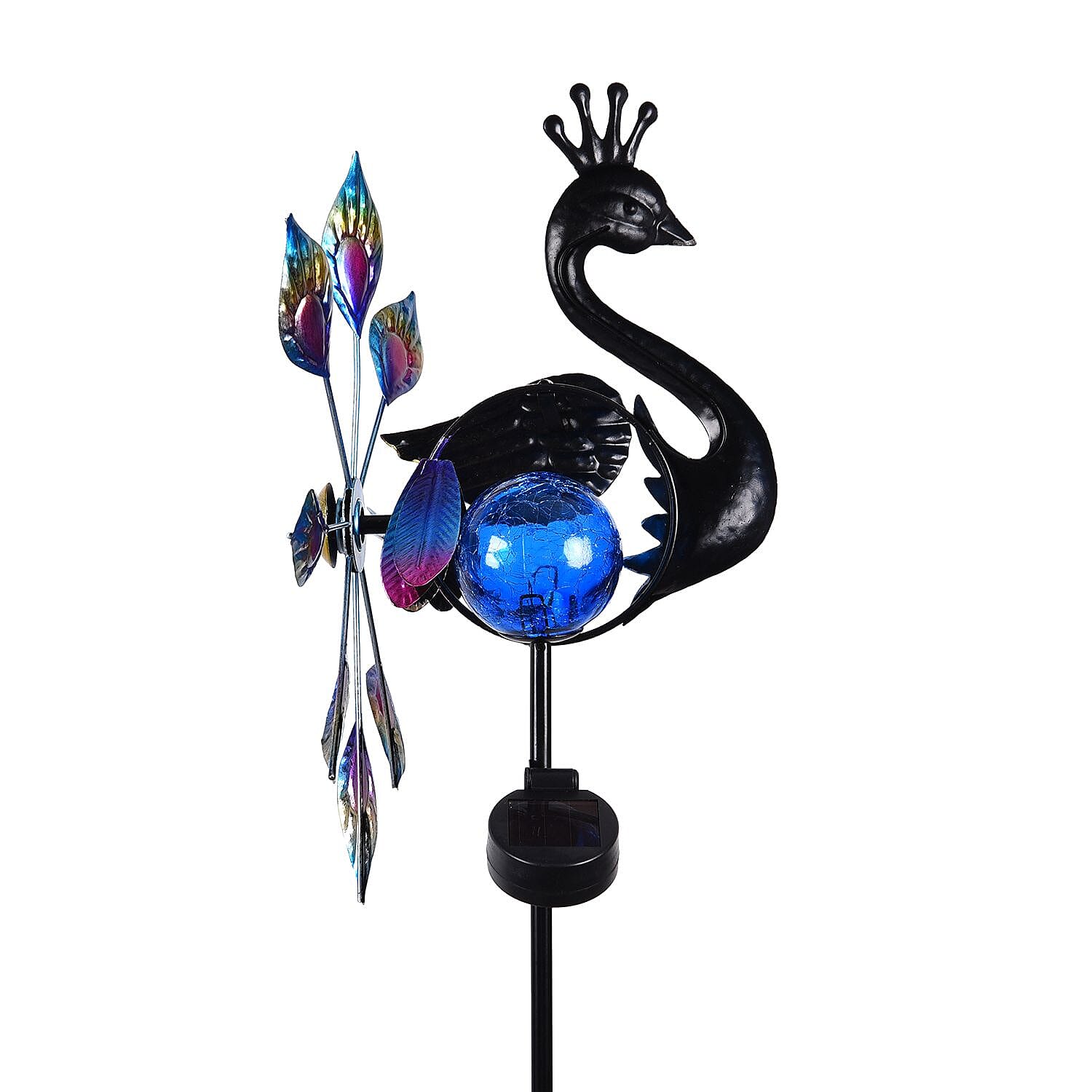 Peacock Wind Spinner with Solar Panel and LED
