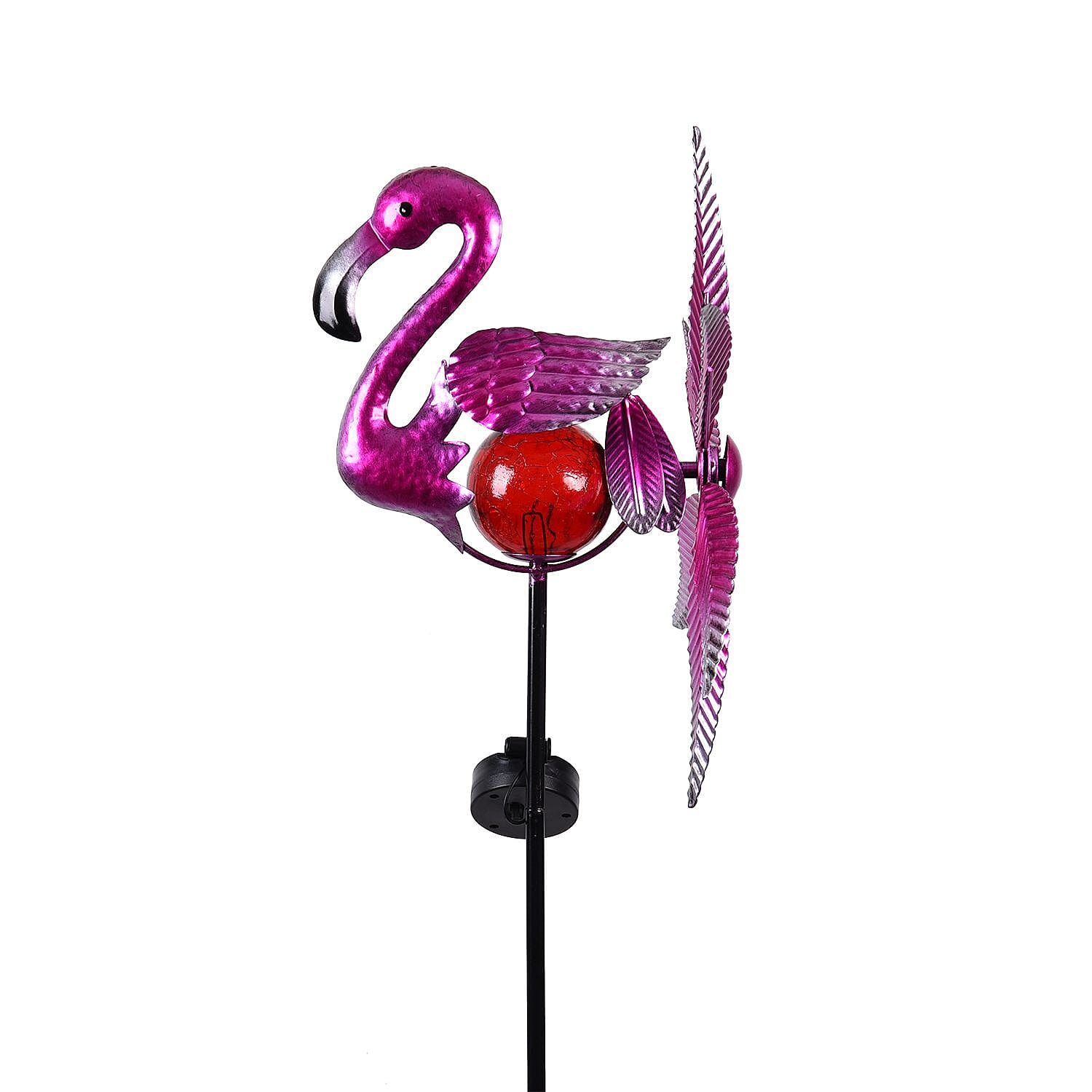 Pink Flamingo Wind Spinner with Solar Panel and LED