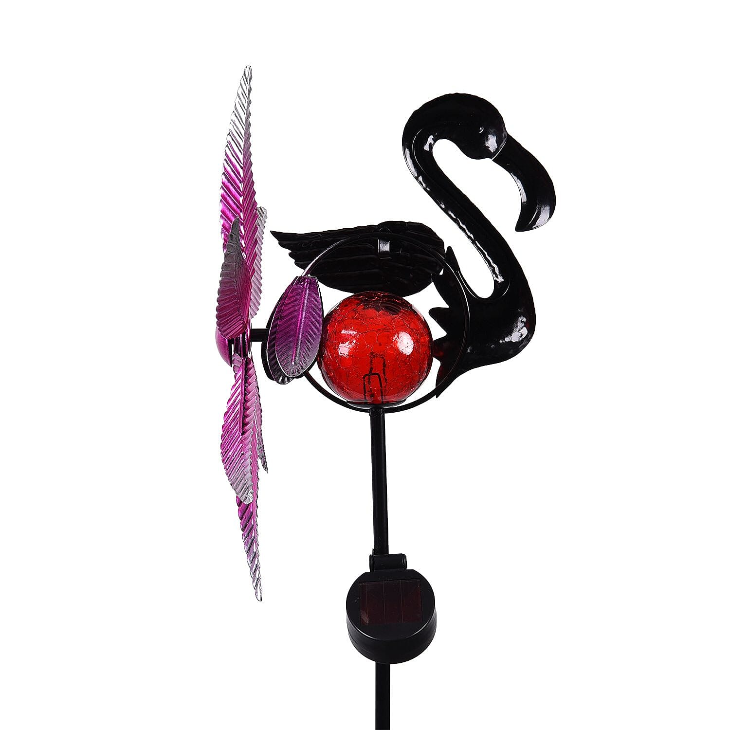 Pink Flamingo Wind Spinner with Solar Panel and LED