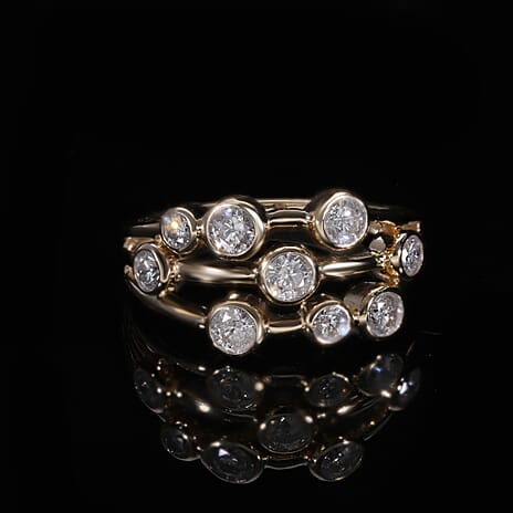Designer Inspired- 14K Yellow Gold SGL Certified Diamond (I1-I2-G-H) Bubble Ring 1.00 Ct