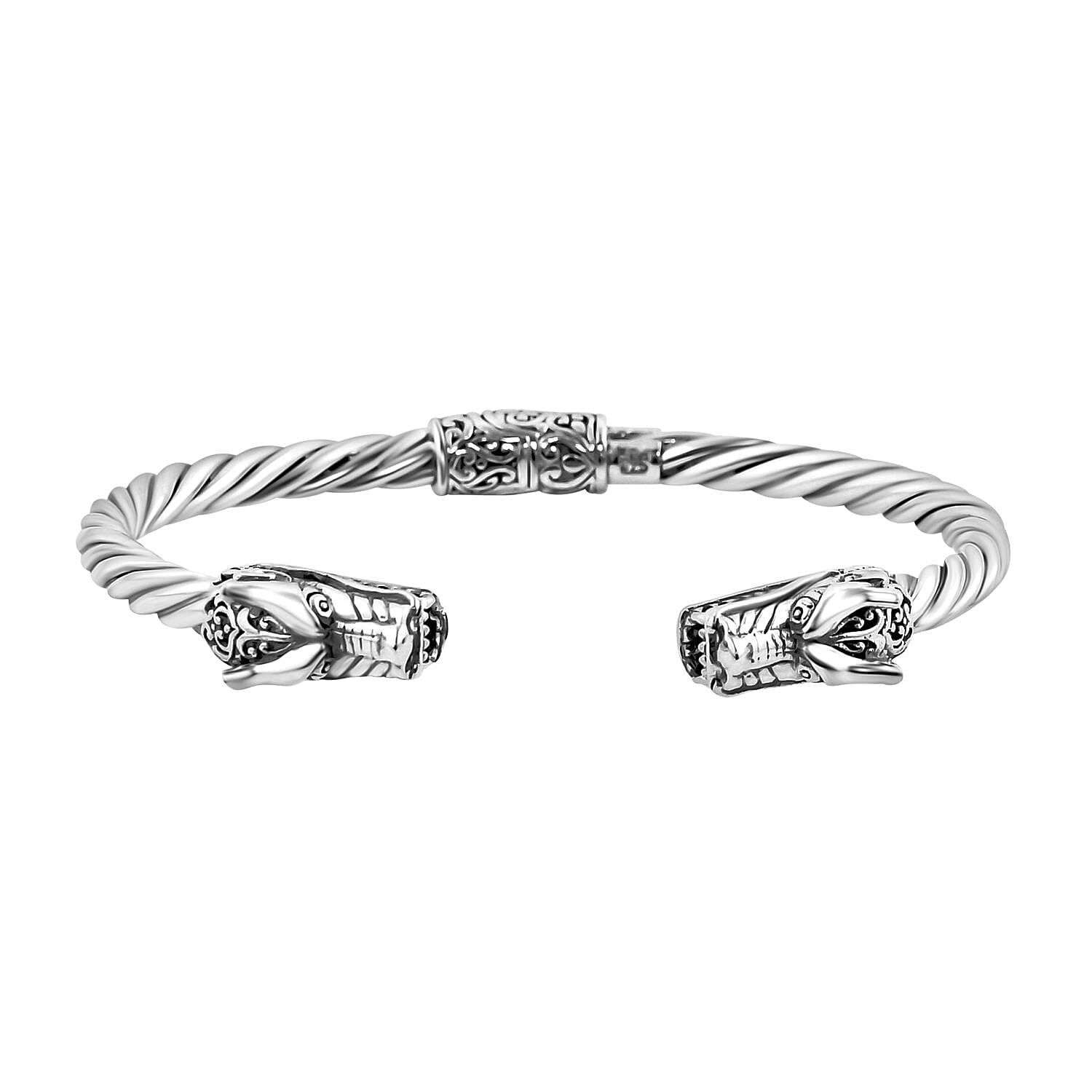 Royal Bali Collection - Sterling Silver Cuff Bangle (Size 7), Silver Wt. 21.30 Gms