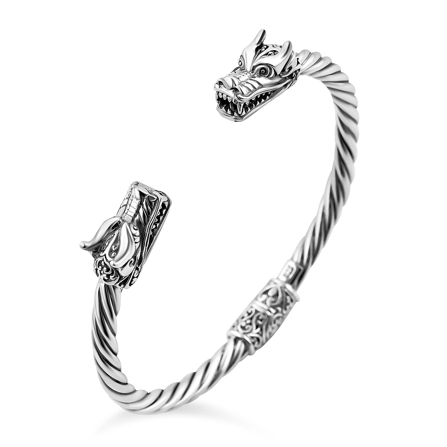 Royal Bali Collection - Sterling Silver Cuff Bangle (Size 7), Silver Wt. 21.30 Gms