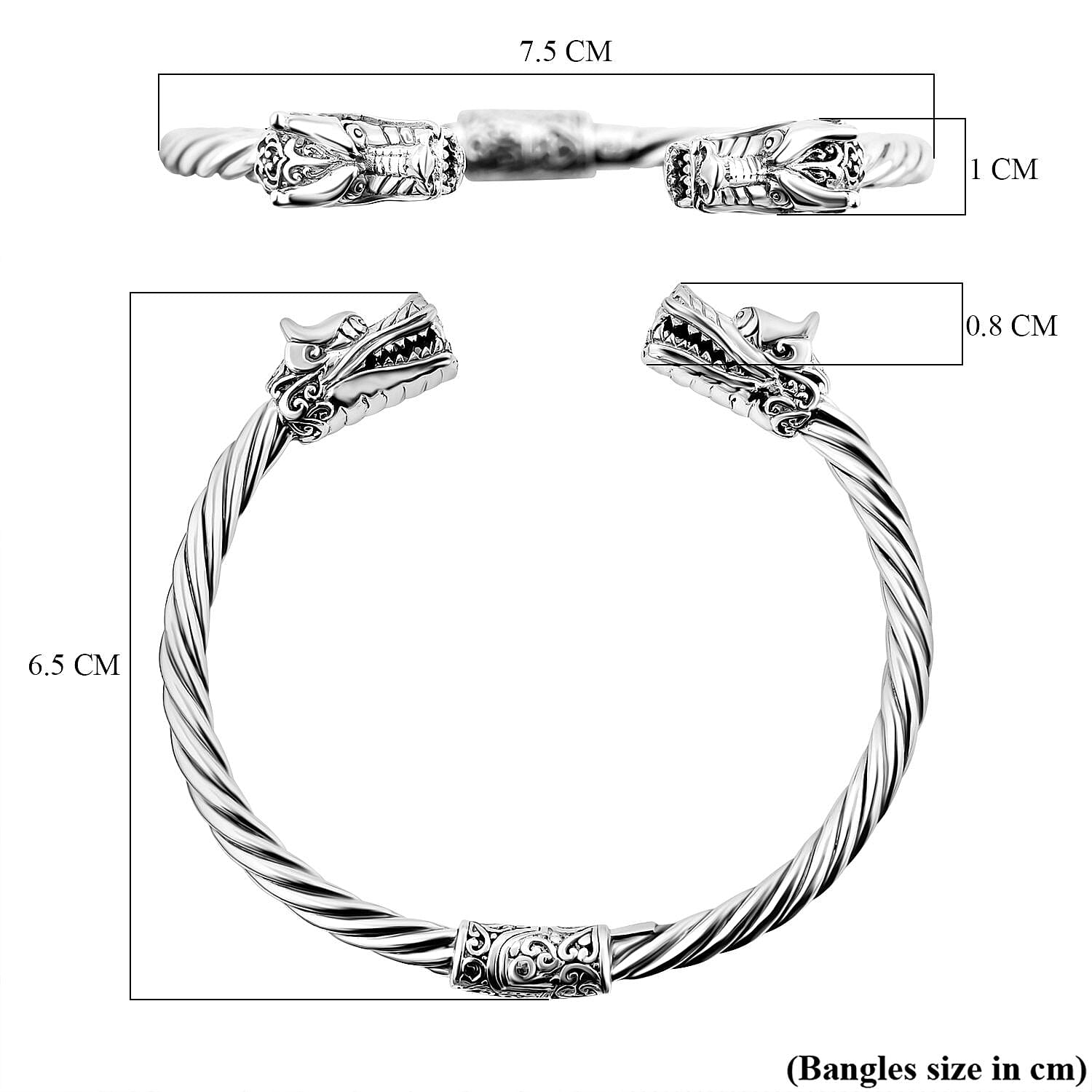 Royal Bali Collection - Sterling Silver Cuff Bangle (Size 7), Silver Wt. 21.30 Gms