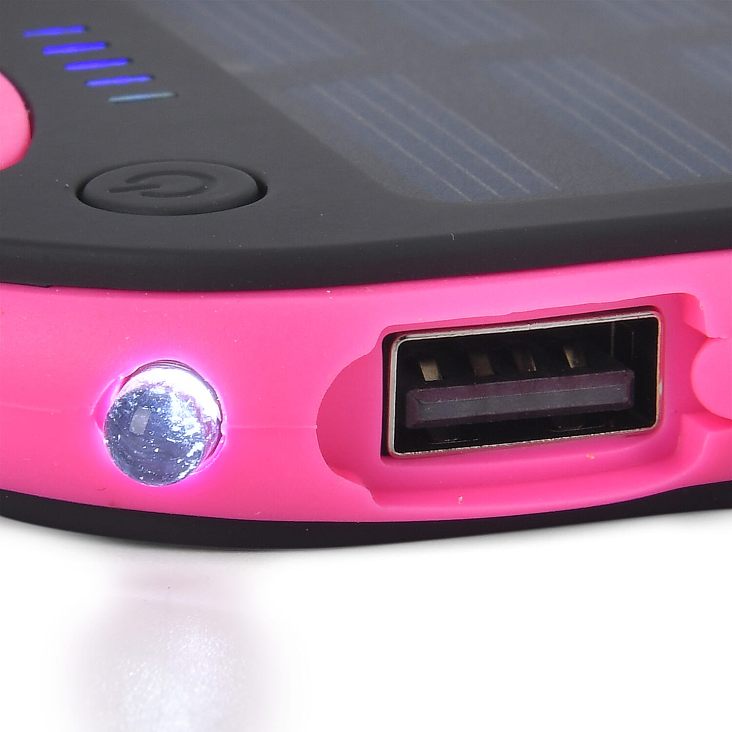 Energy Efficient Solar Charger 5000 mAH Power Bank with charging Cable included- Pink & Black