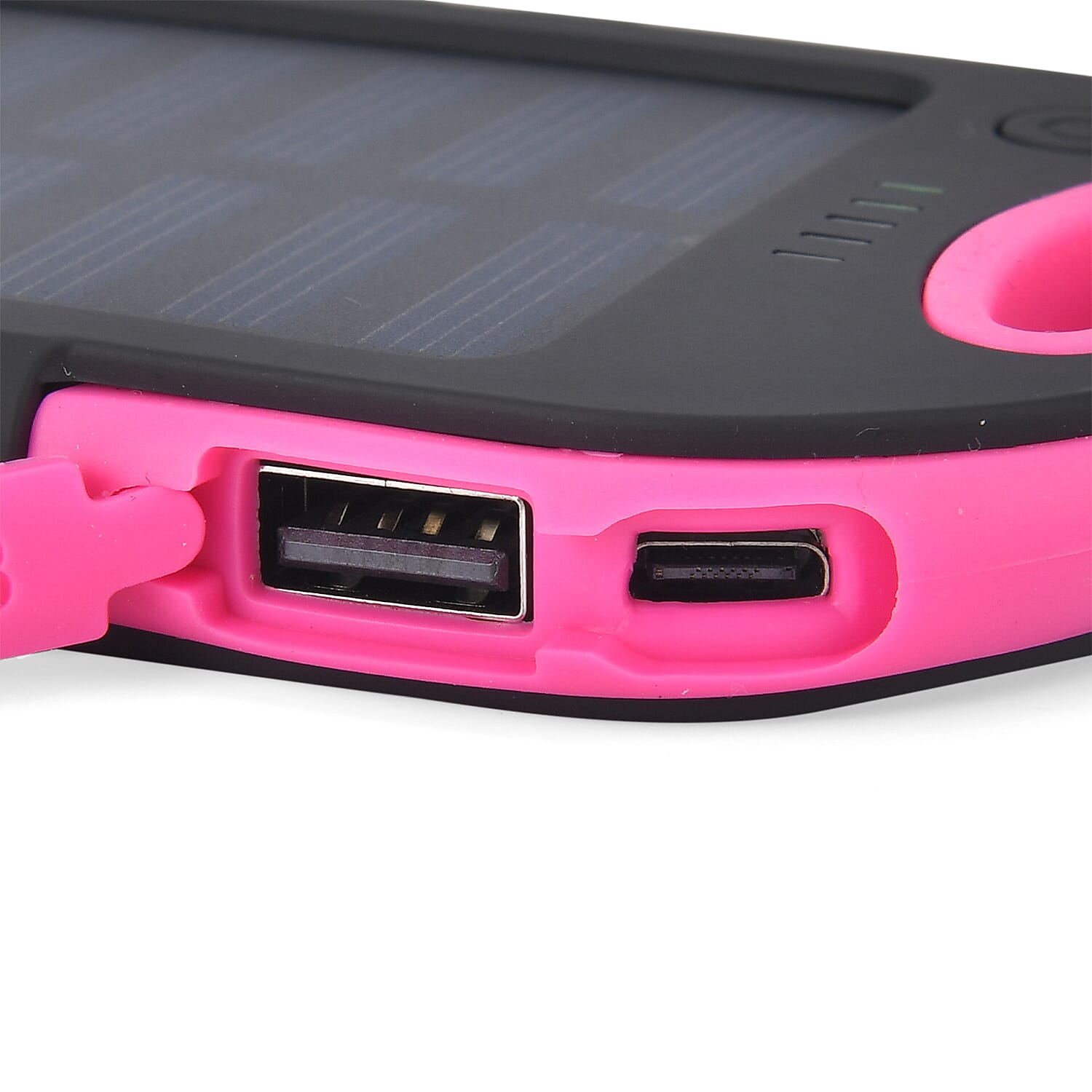 Energy Efficient Solar Charger 5000 mAH Power Bank with charging Cable included- Pink & Black