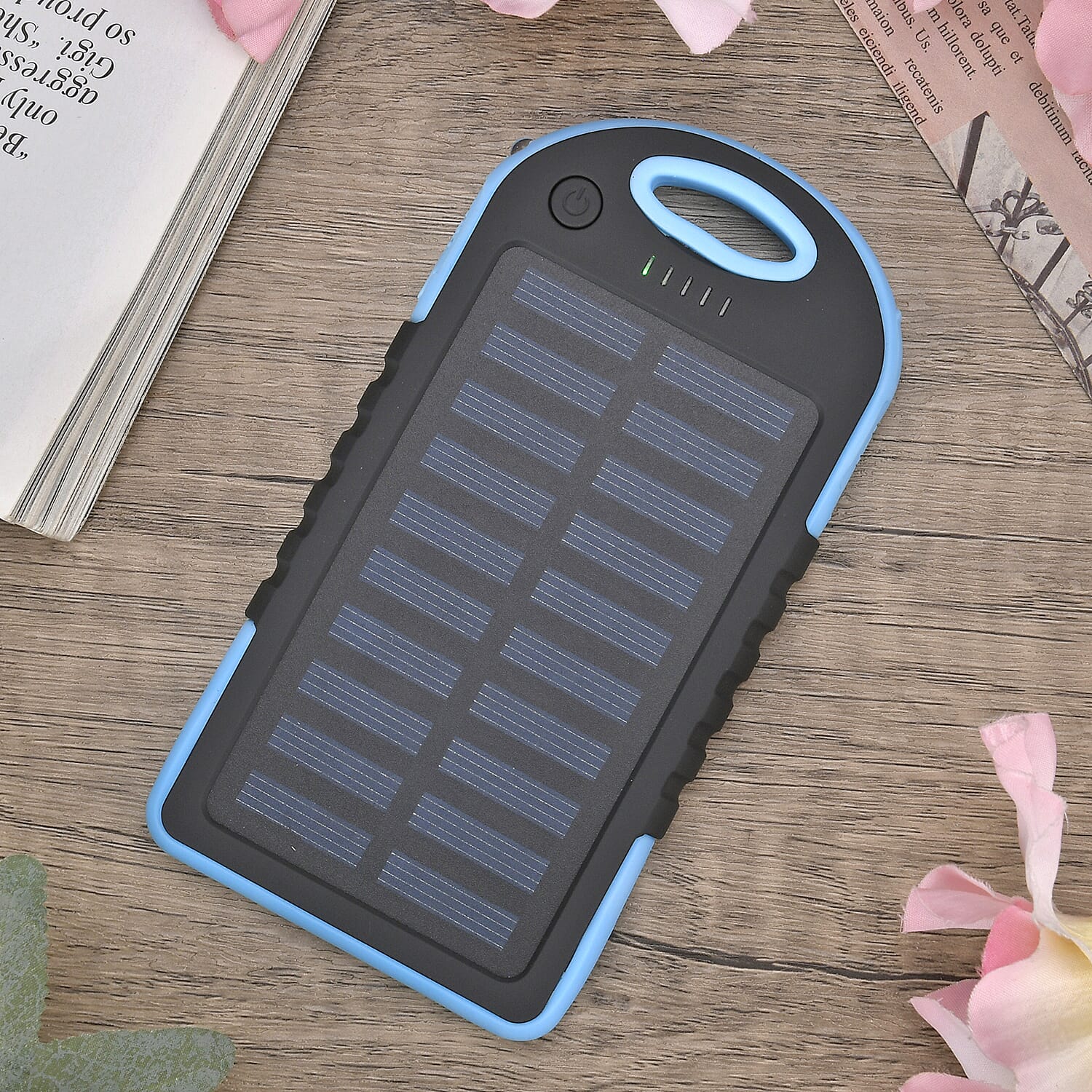 Energy Efficient Solar Charger 5000 mAH Power Bank with charging Cable included- Blue & Black