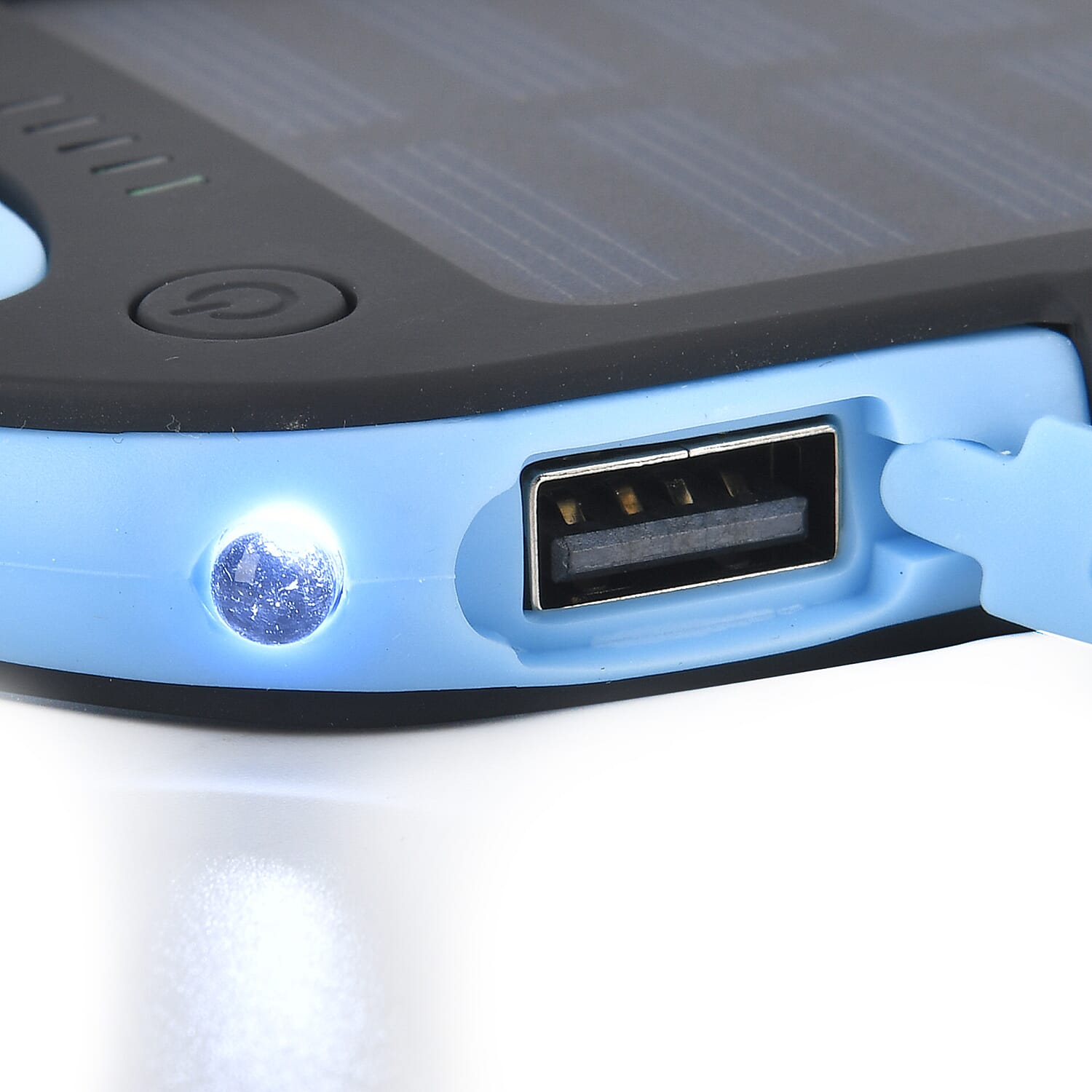 Energy Efficient Solar Charger 5000 mAH Power Bank with charging Cable included- Blue & Black