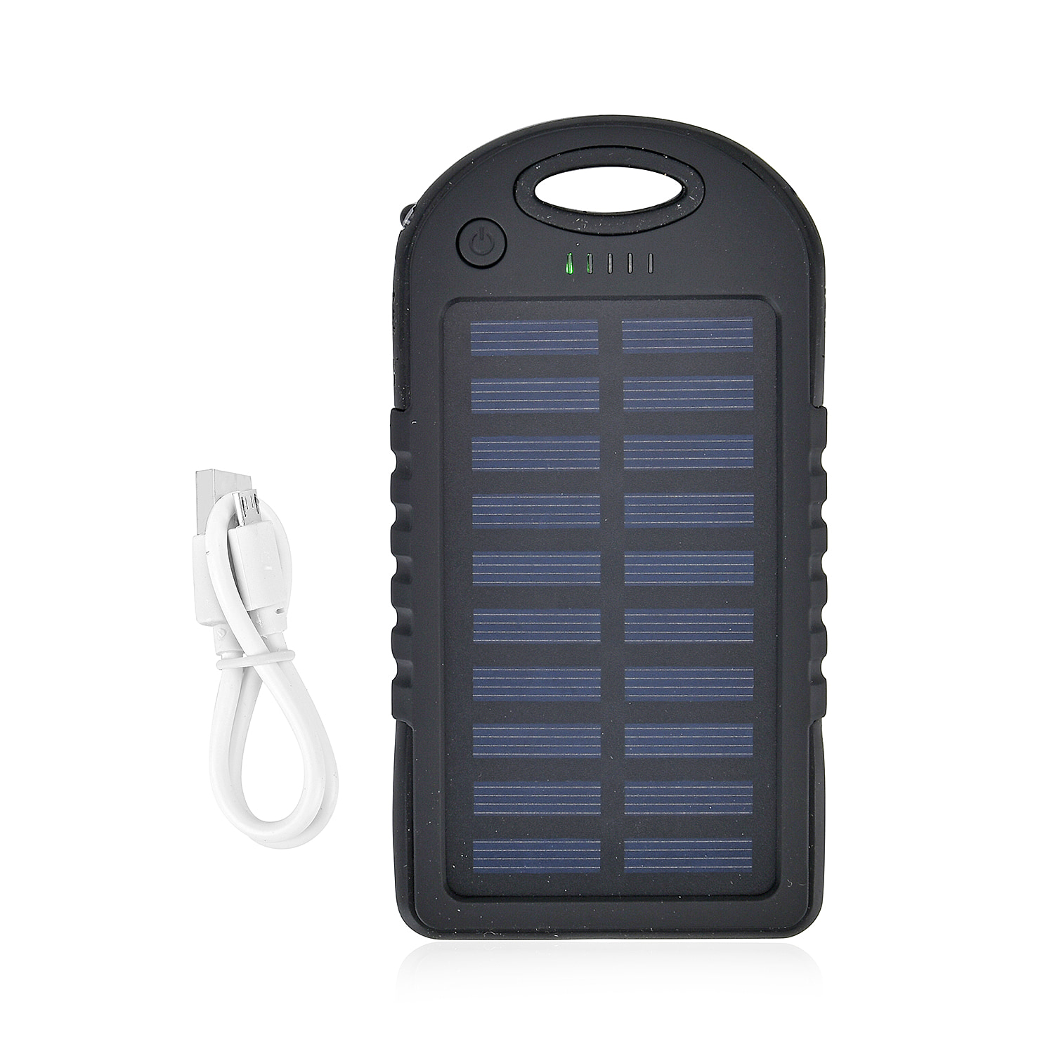 5000mAh Power Bank with Solar Panel, USB Cable  (Change Android into Type C) - Black