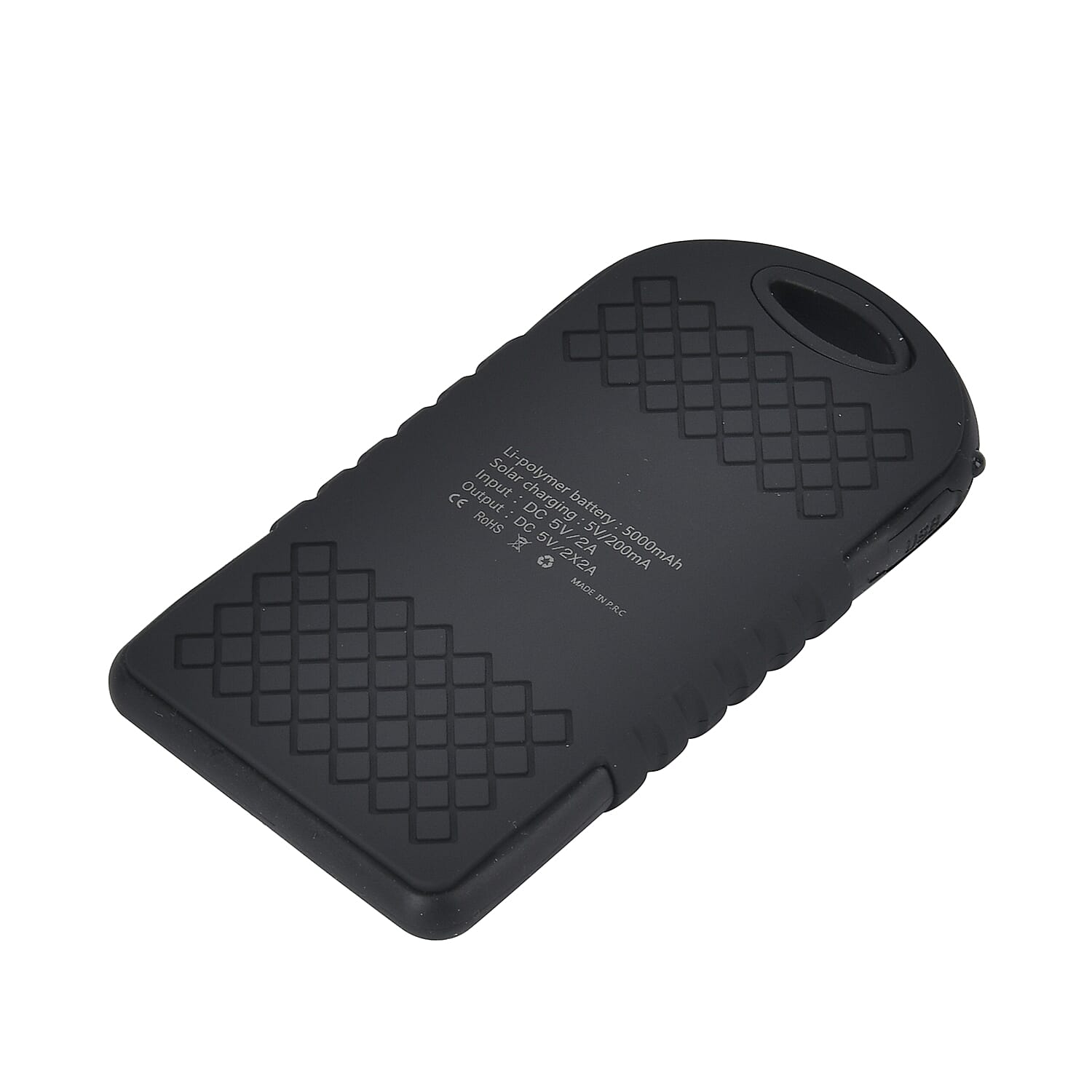 Energy Efficient Solar Charger 5000 mAH Power Bank with charging Cable included- Black & Black