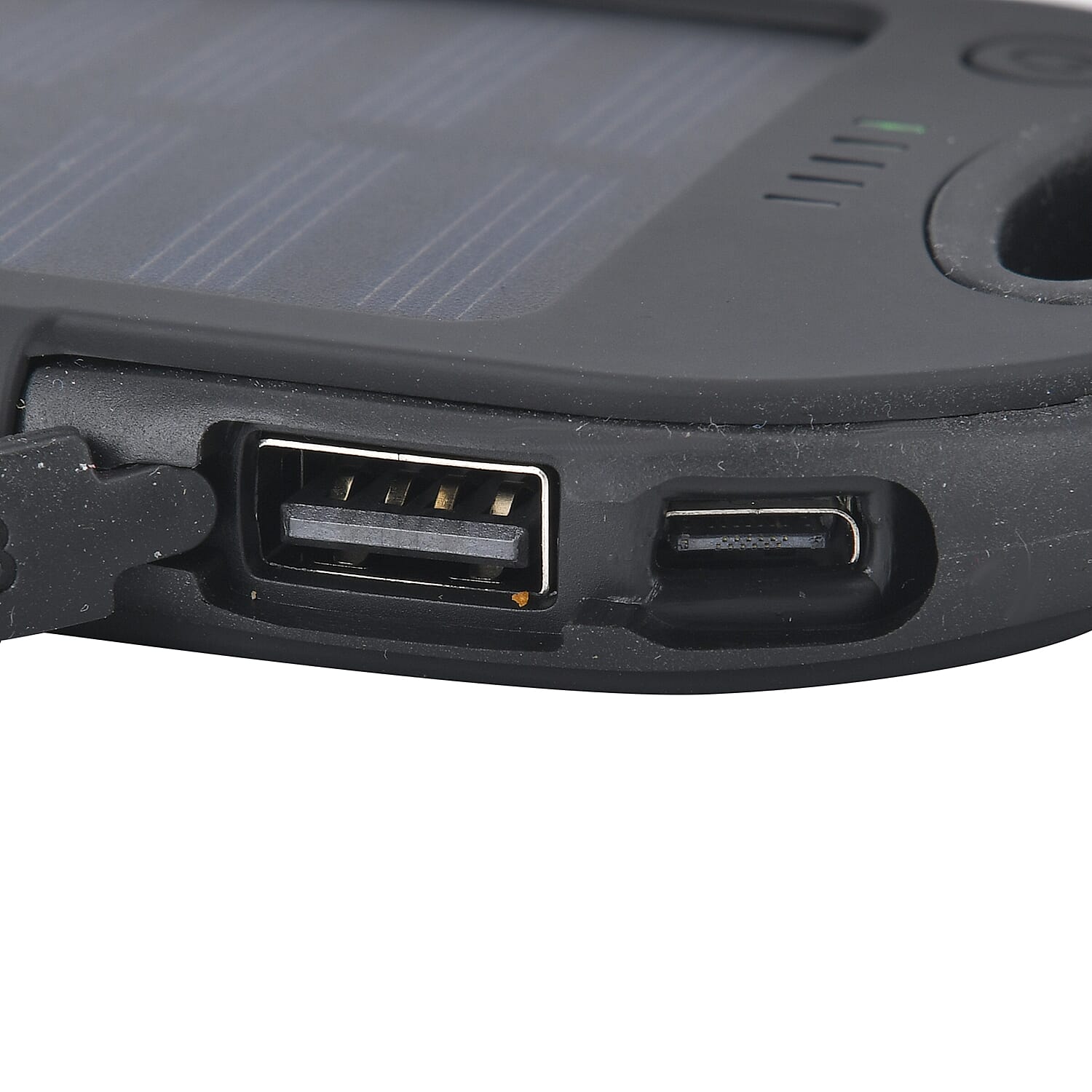 Energy Efficient Solar Charger 5000 mAH Power Bank with charging Cable included- Black & Black