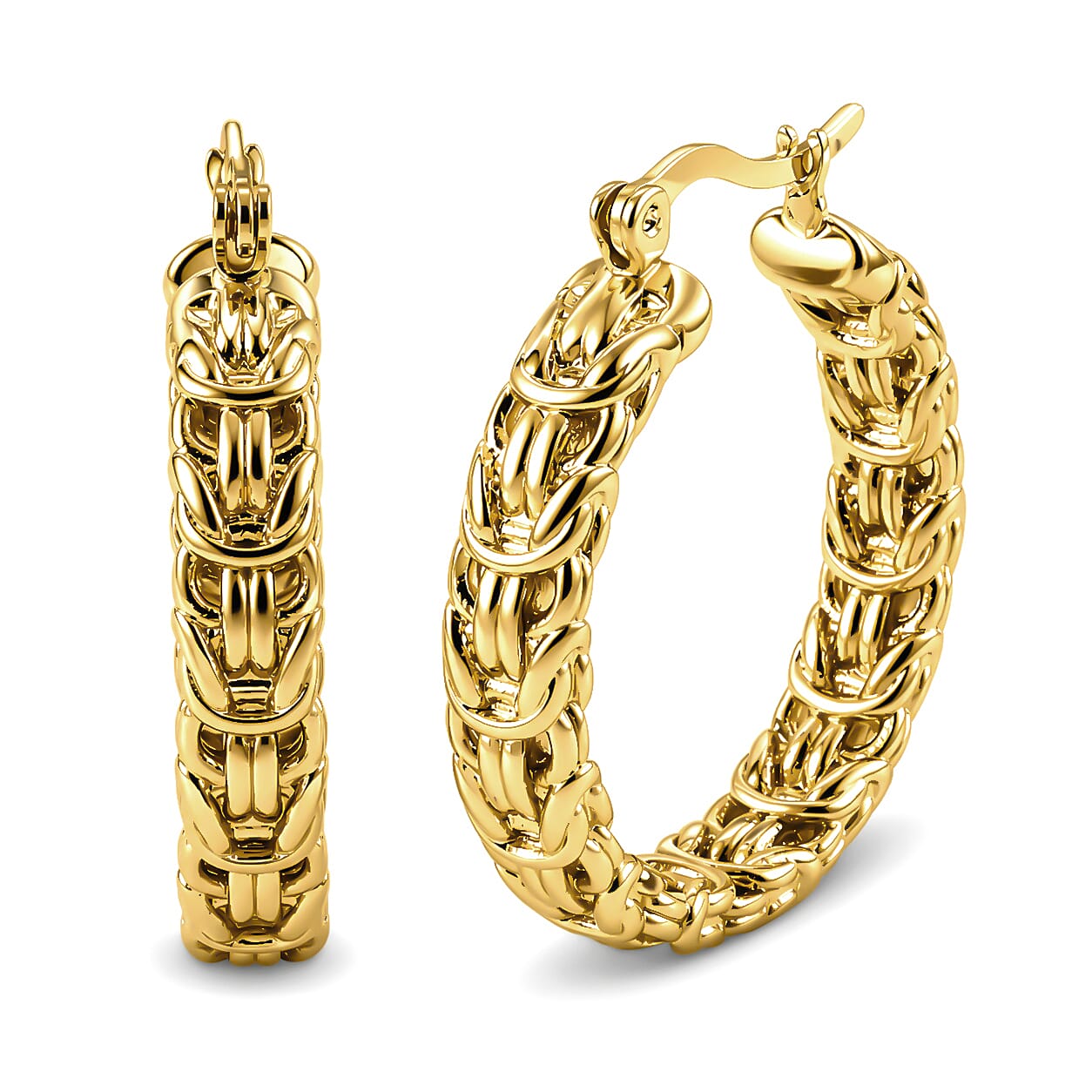 Hoop Earring with Clasp in Yellow Gold Tone