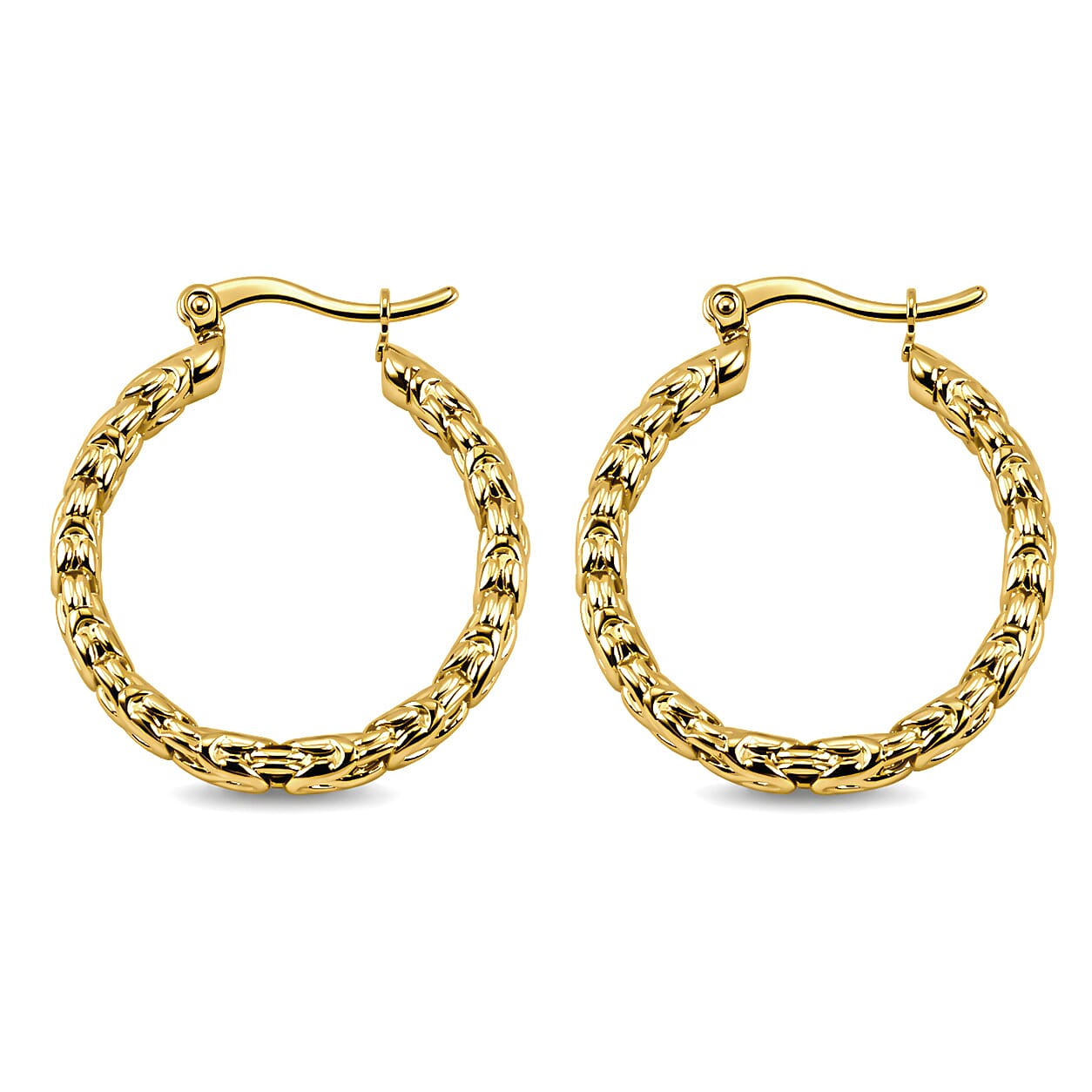 Hoop Earring with Clasp in Yellow Gold Tone