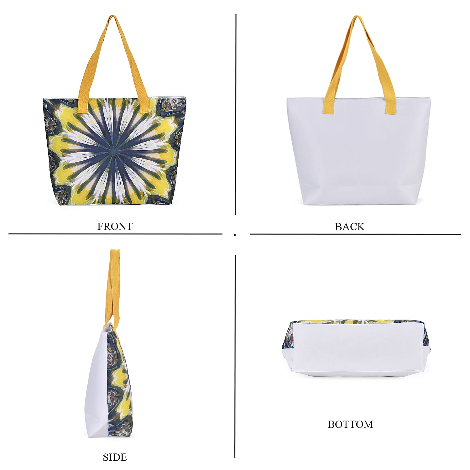 Set of 2 Tie Dye Pattern Tote Bag with Handle Drop - Blue & Yellow