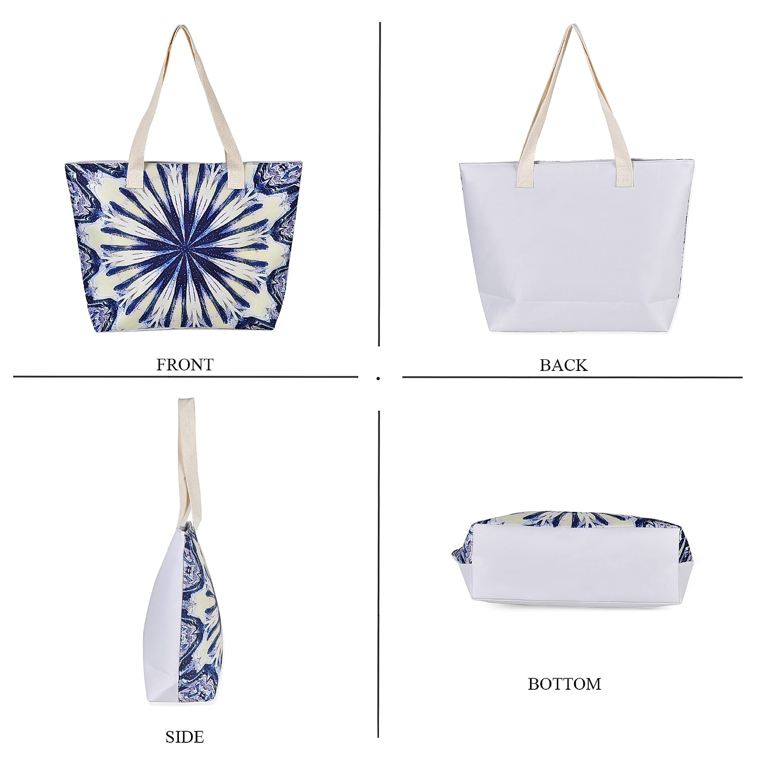 Set of 2 Tie Dye Pattern Tote Bag with Handle Drop - Blue & Yellow