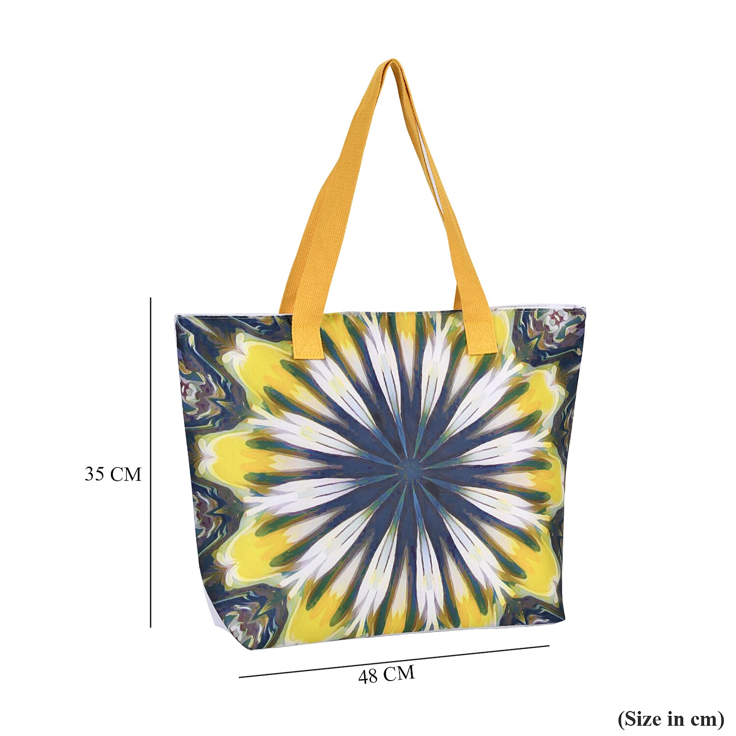 Set of 2 Tie Dye Pattern Tote Bag with Handle Drop - Blue & Yellow