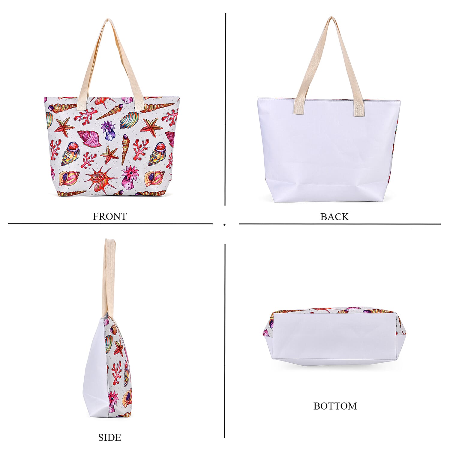 Set of 2 Sea Gull Pattern Tote Bag with Handle Drop - Red & Blue