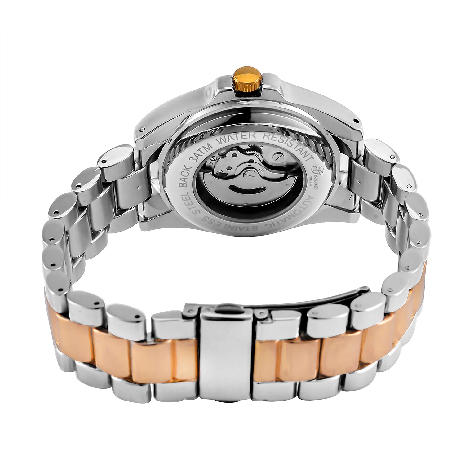 GENOA TIME V2 Automatic Mechanical Multifunction Movt. Watch with Stainless Steel Strap Exhibition Back Water Resistant in Dual Tone