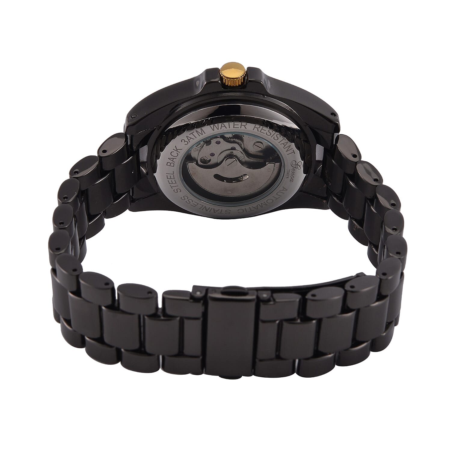 New Launch - GENOA TIME V2 Automatic Mechanical Multifunction Movt. Watch with Stainless Steel Strap Exhibition Back Water Resistant - Black