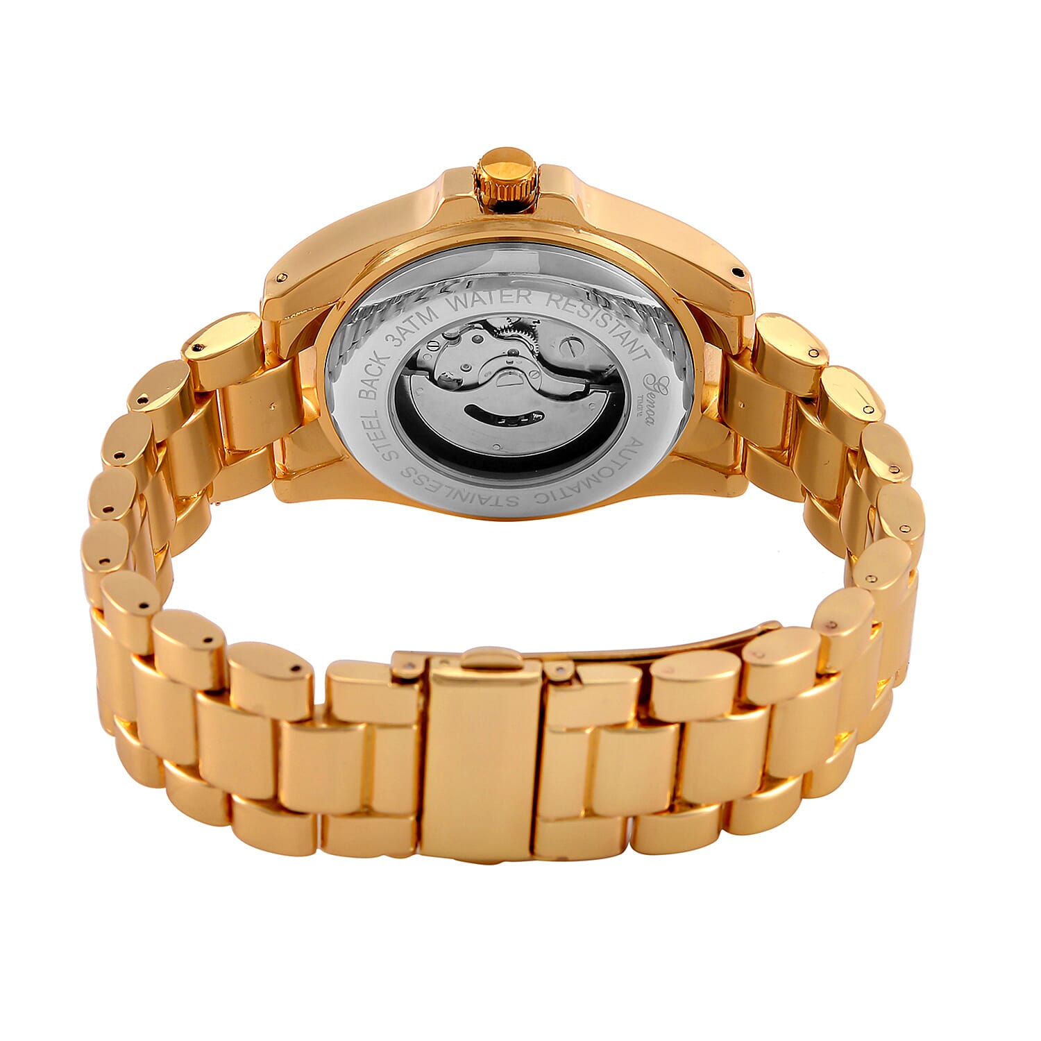 GENOA TIME V2 Automatic Mechanical Multifunction Movt. Watch with Stainless Steel Strap Exhibition Back Water Resistant - Gold