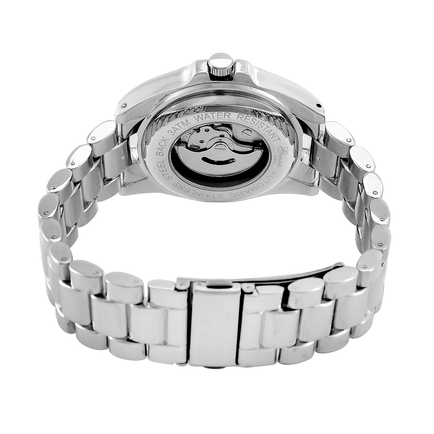 GENOA TIME V2 Automatic Mechanical Multifunction Movt. Watch with Stainless Steel Strap Exhibition Back Water Resistant - Silver