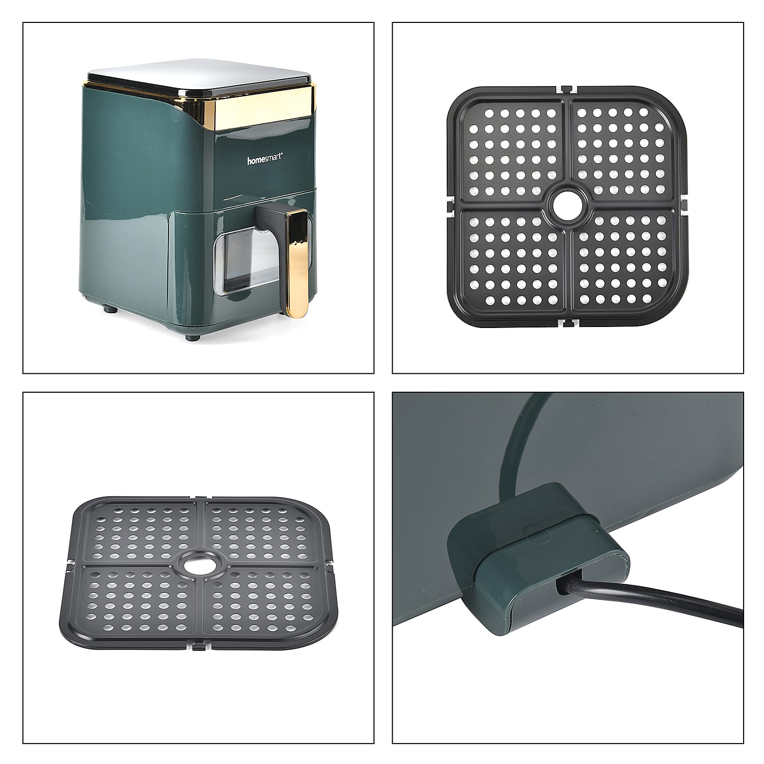 LIQUIDATION DEAL - Homesmart 3.5L Digital Air Fryer - Crisp, Roast, Bake - With Less Oil - 10 Menu Options - Green & Gold